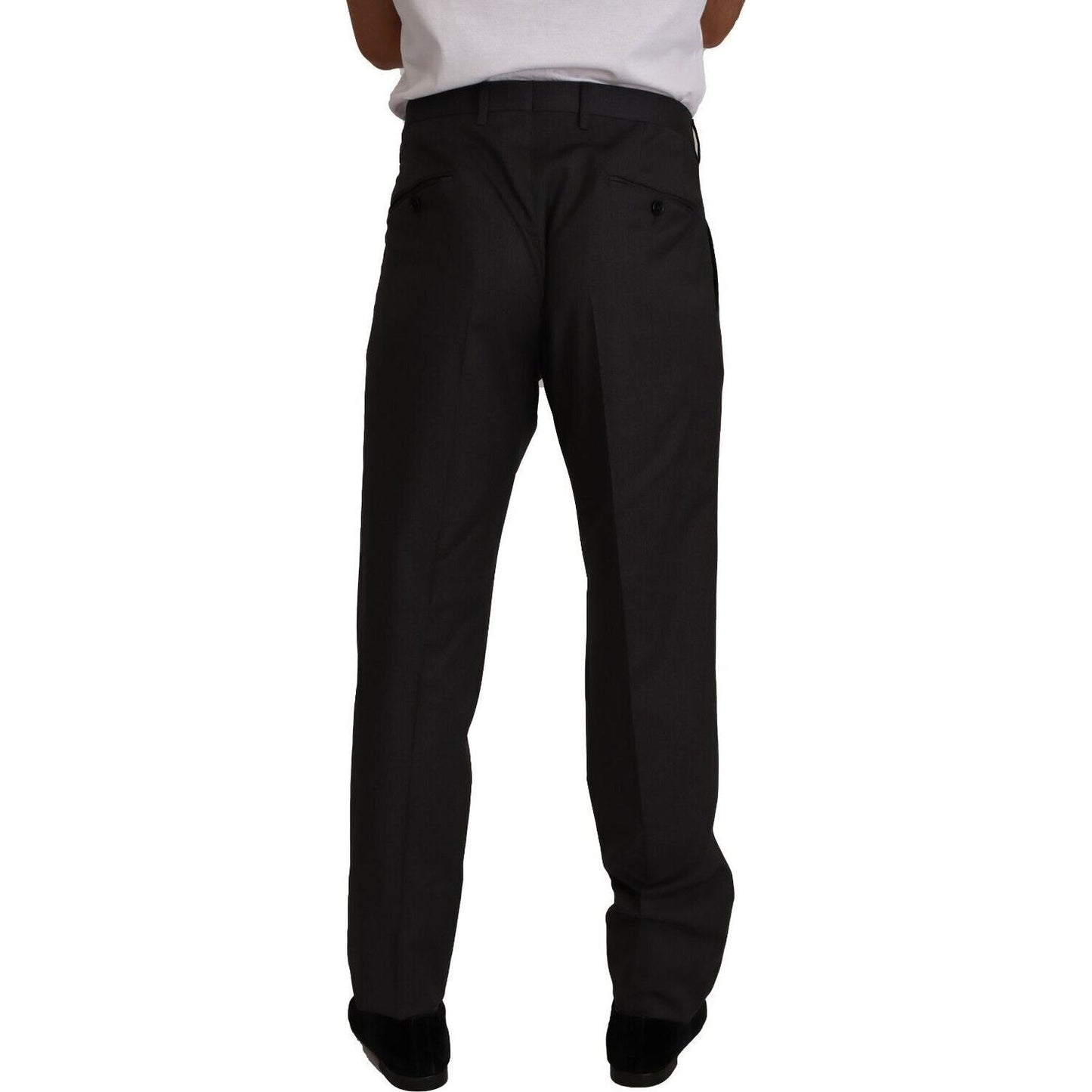 Dolce & Gabbana Elegant Grey Wool Dress Trousers Dolce & Gabbana Black
