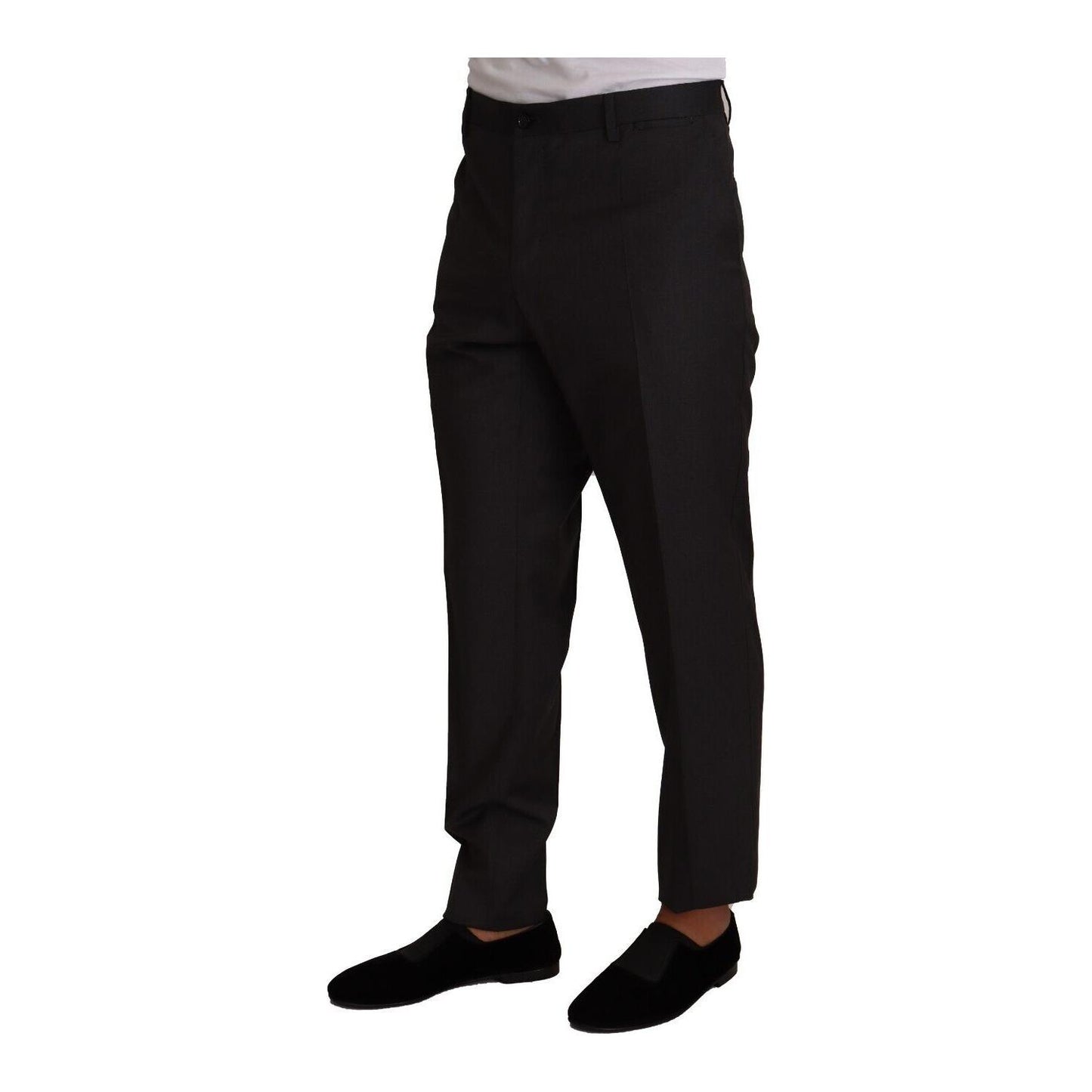 Dolce & Gabbana Elegant Grey Wool Dress Trousers Dolce & Gabbana Black