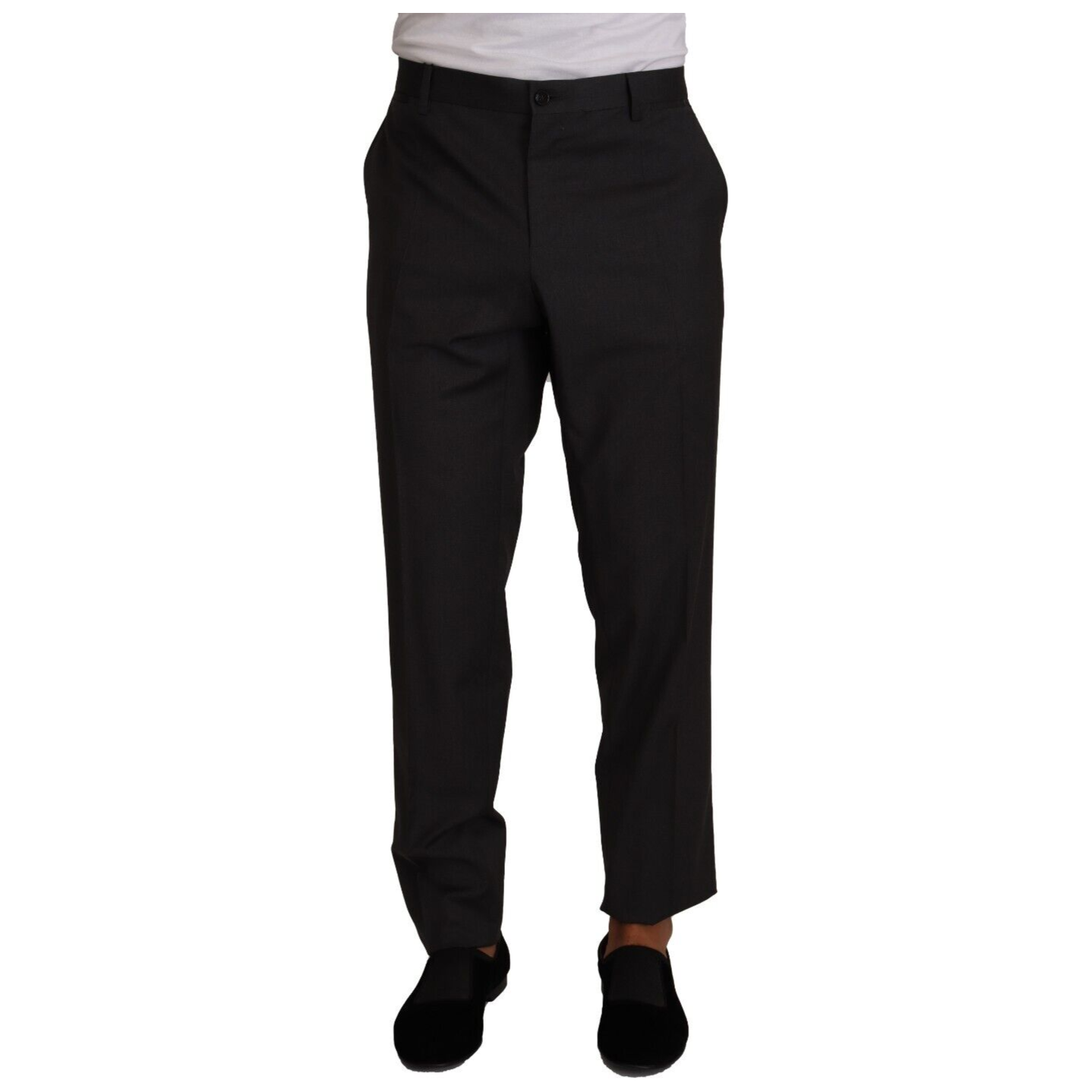 Dolce & Gabbana Elegant Grey Wool Dress Trousers Dolce & Gabbana Black
