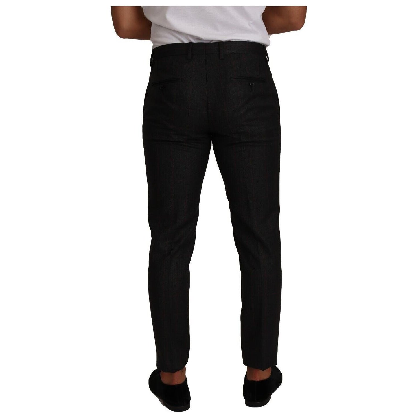 Dolce & Gabbana Elegant Gray Check Slim Fit Trousers Dolce & Gabbana Black