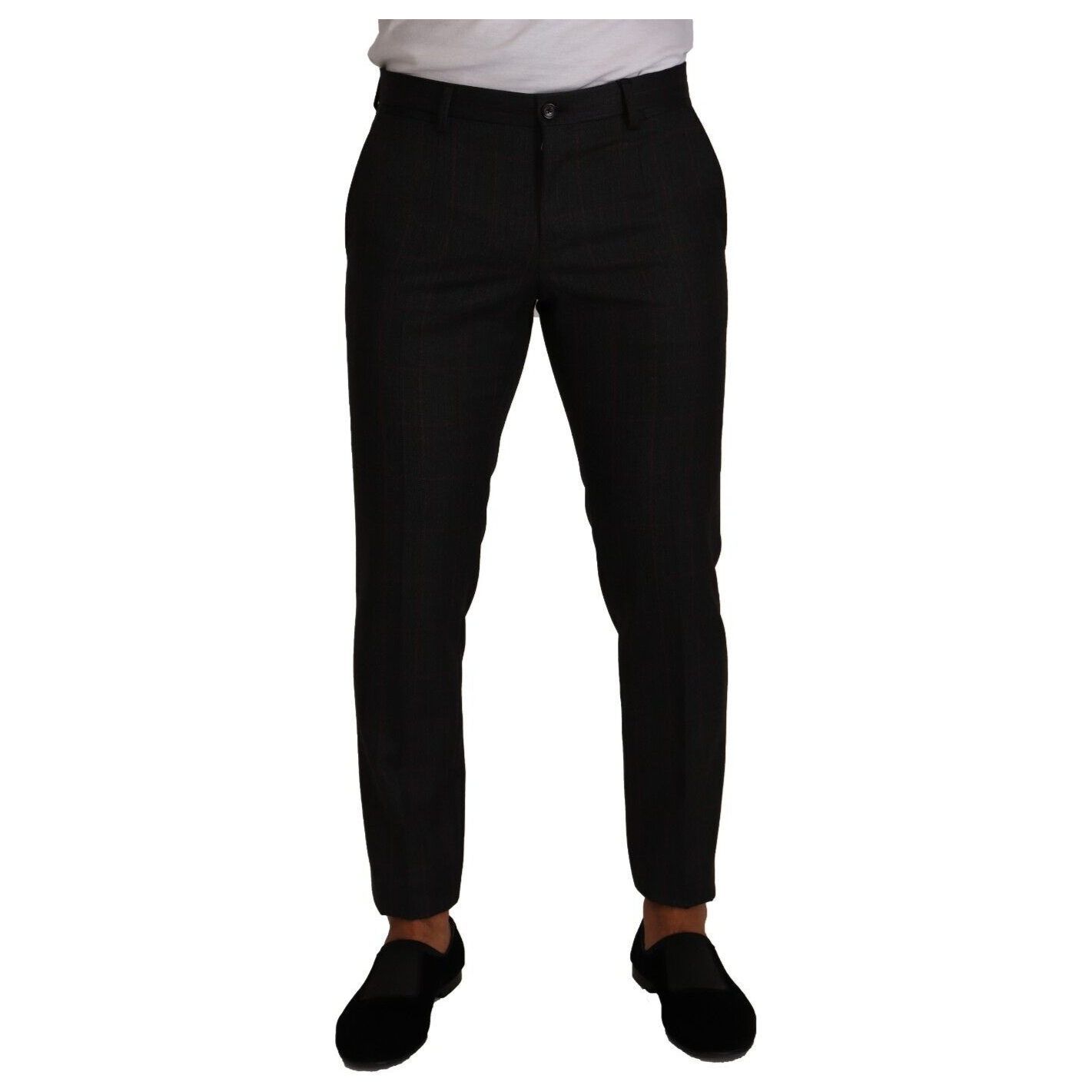 Dolce & Gabbana Elegant Gray Check Slim Fit Trousers Dolce & Gabbana Black