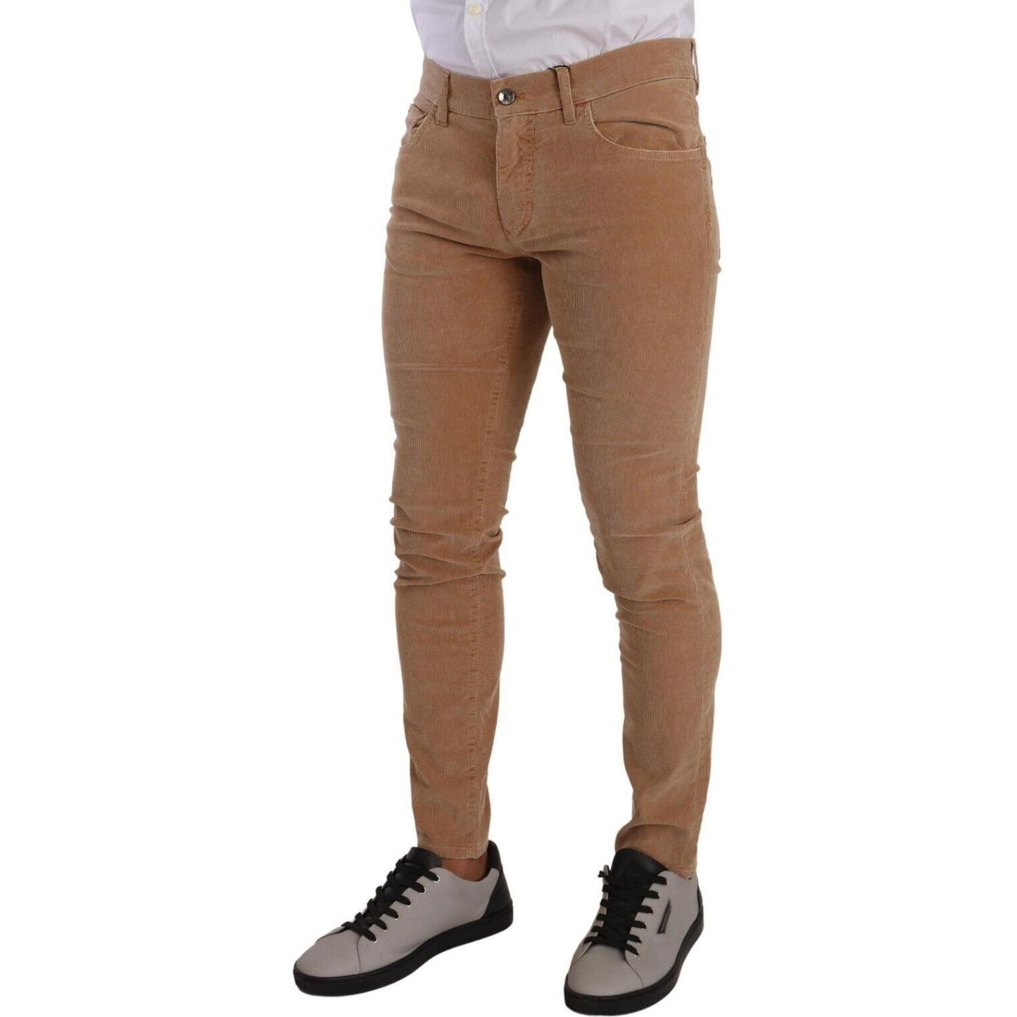 Dolce & Gabbana Elegant Slim Fit Corduroy Jeans Dolce & Gabbana Dim Gray