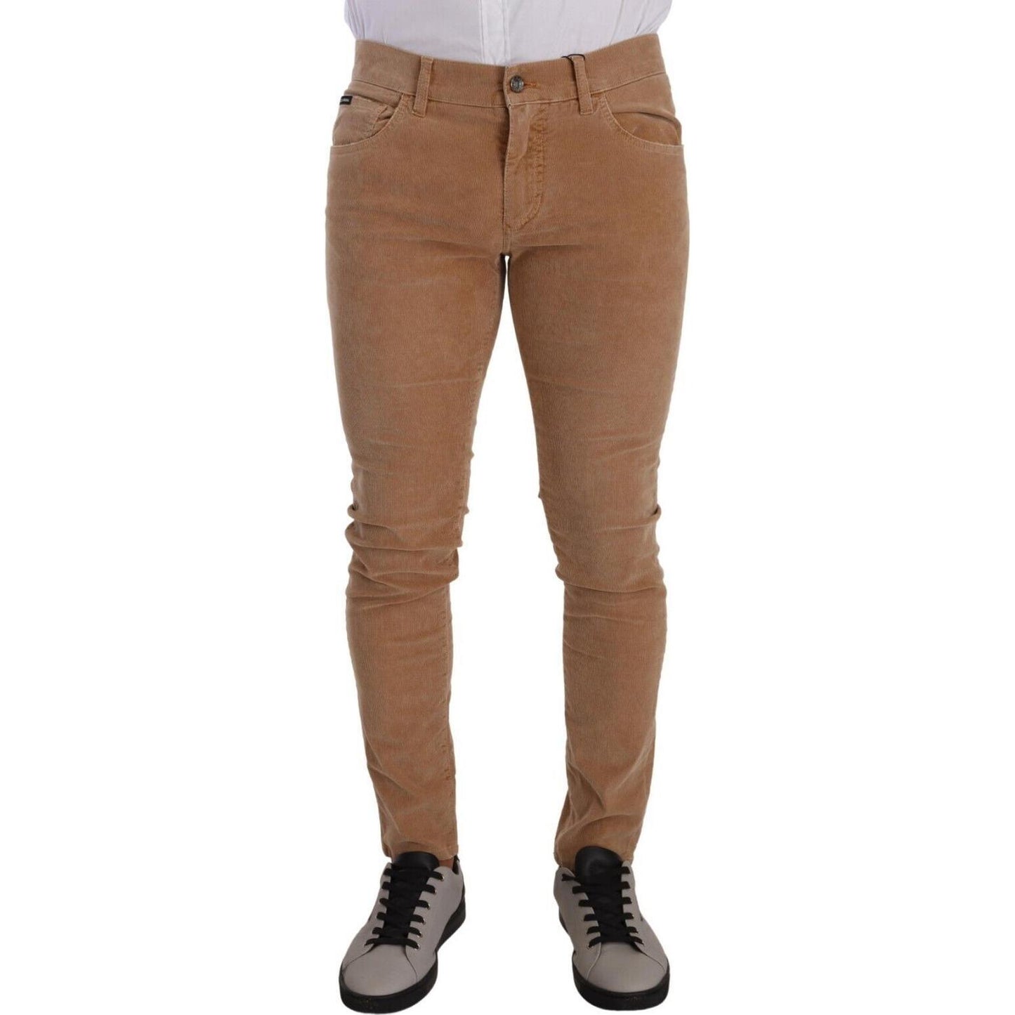 Dolce & Gabbana Elegant Slim Fit Corduroy Jeans Dolce & Gabbana Sienna