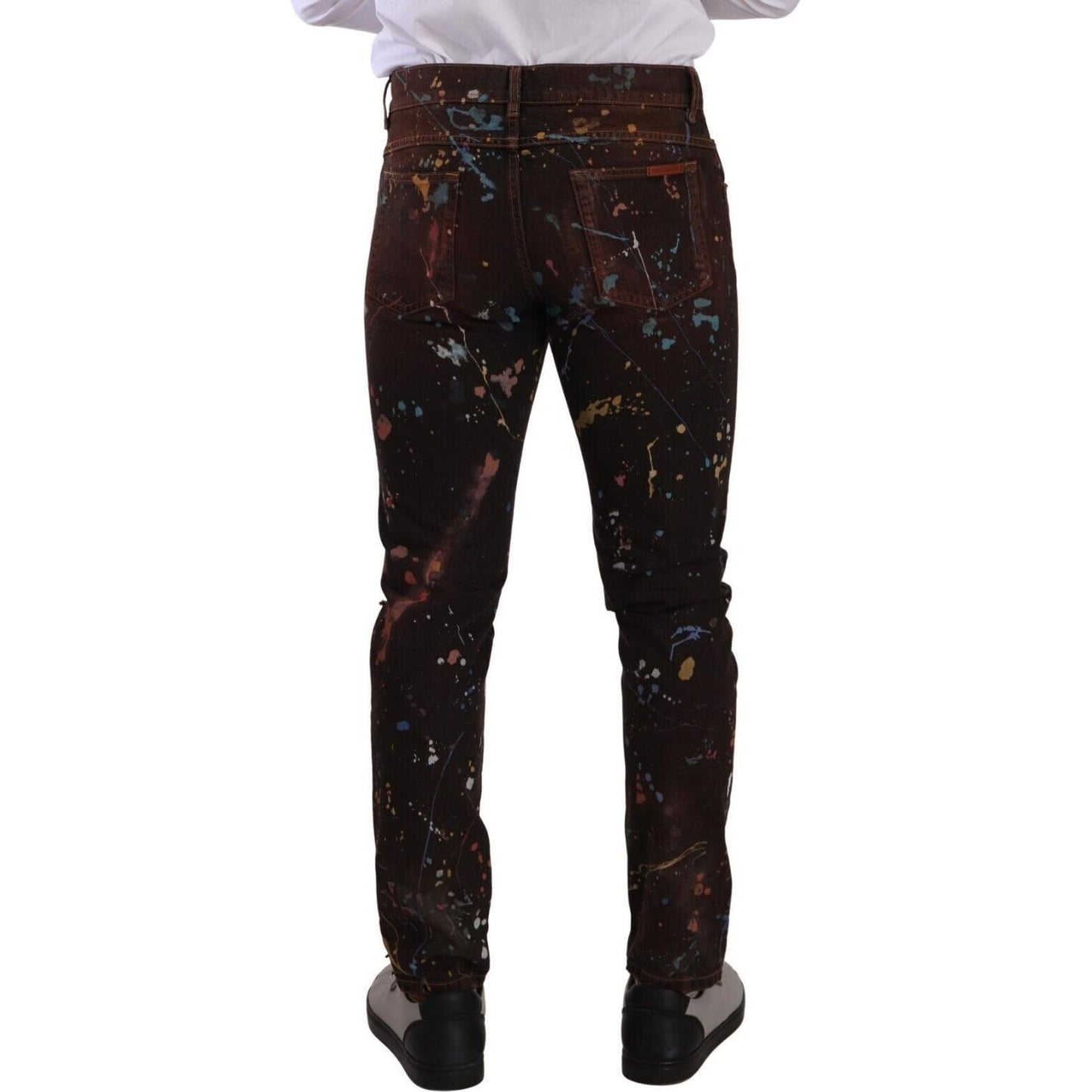 Dolce & Gabbana Multicolor Painted Skinny Denim Jeans Dolce & Gabbana Black