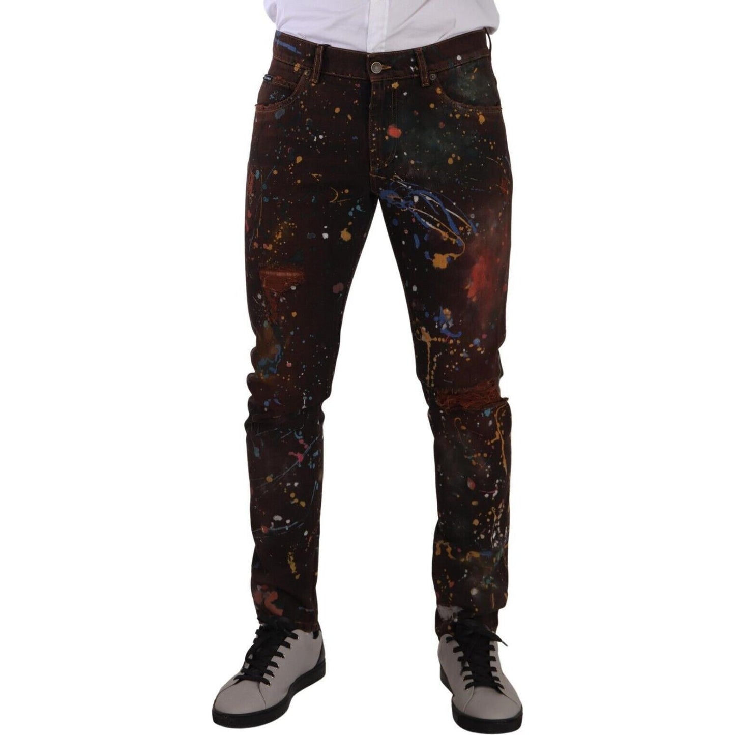 Dolce & Gabbana Multicolor Painted Skinny Denim Jeans Dolce & Gabbana Black