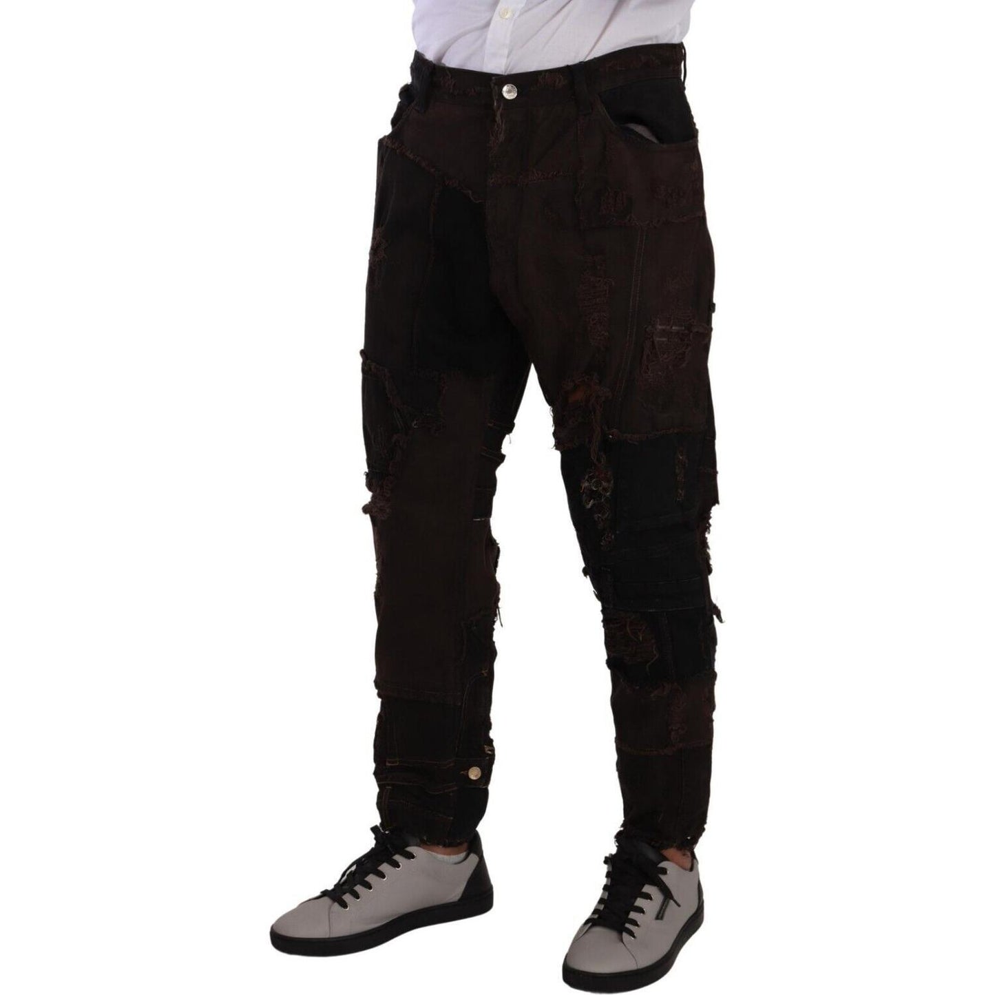 Dolce & Gabbana Elegant Distressed Patchwork Denim Jeans Dolce & Gabbana Black