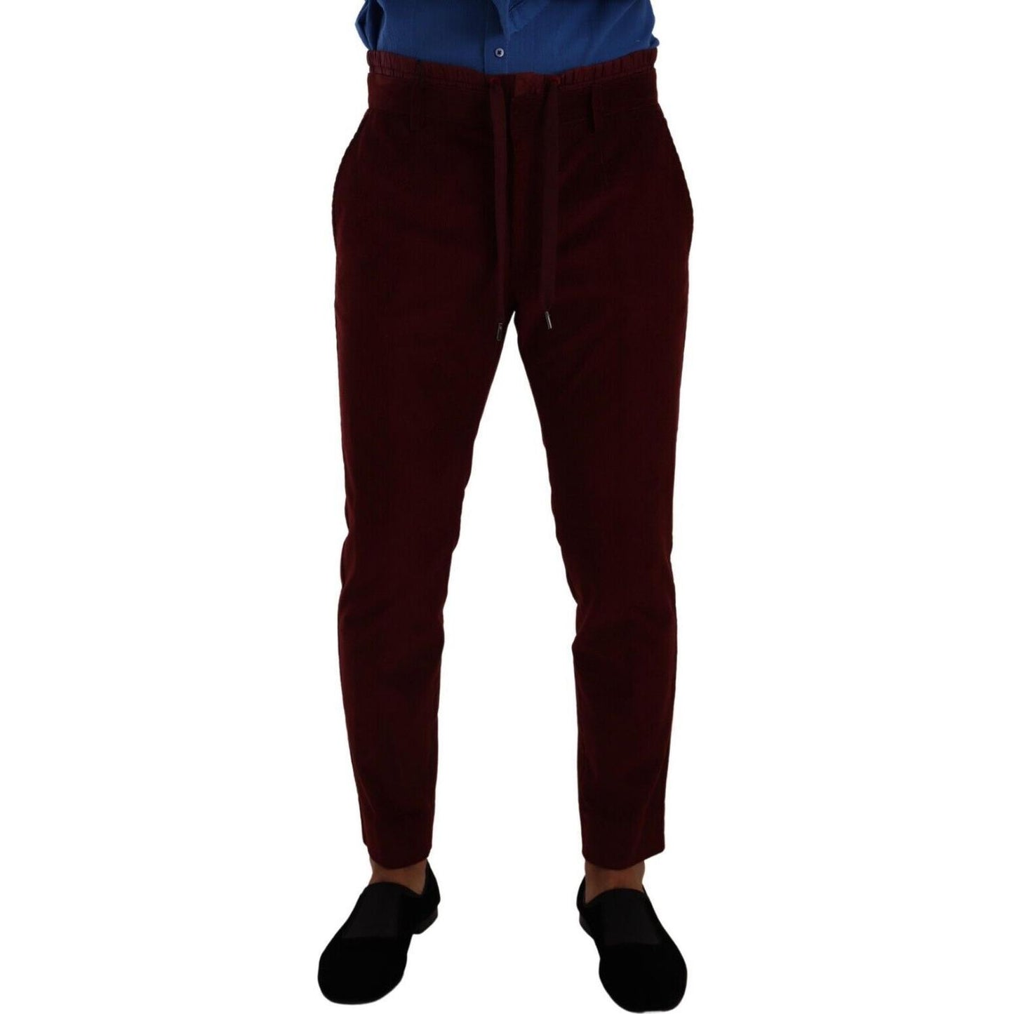 Dolce & Gabbana Elegant Bordeaux Velvet Dress Trousers Dolce & Gabbana Black