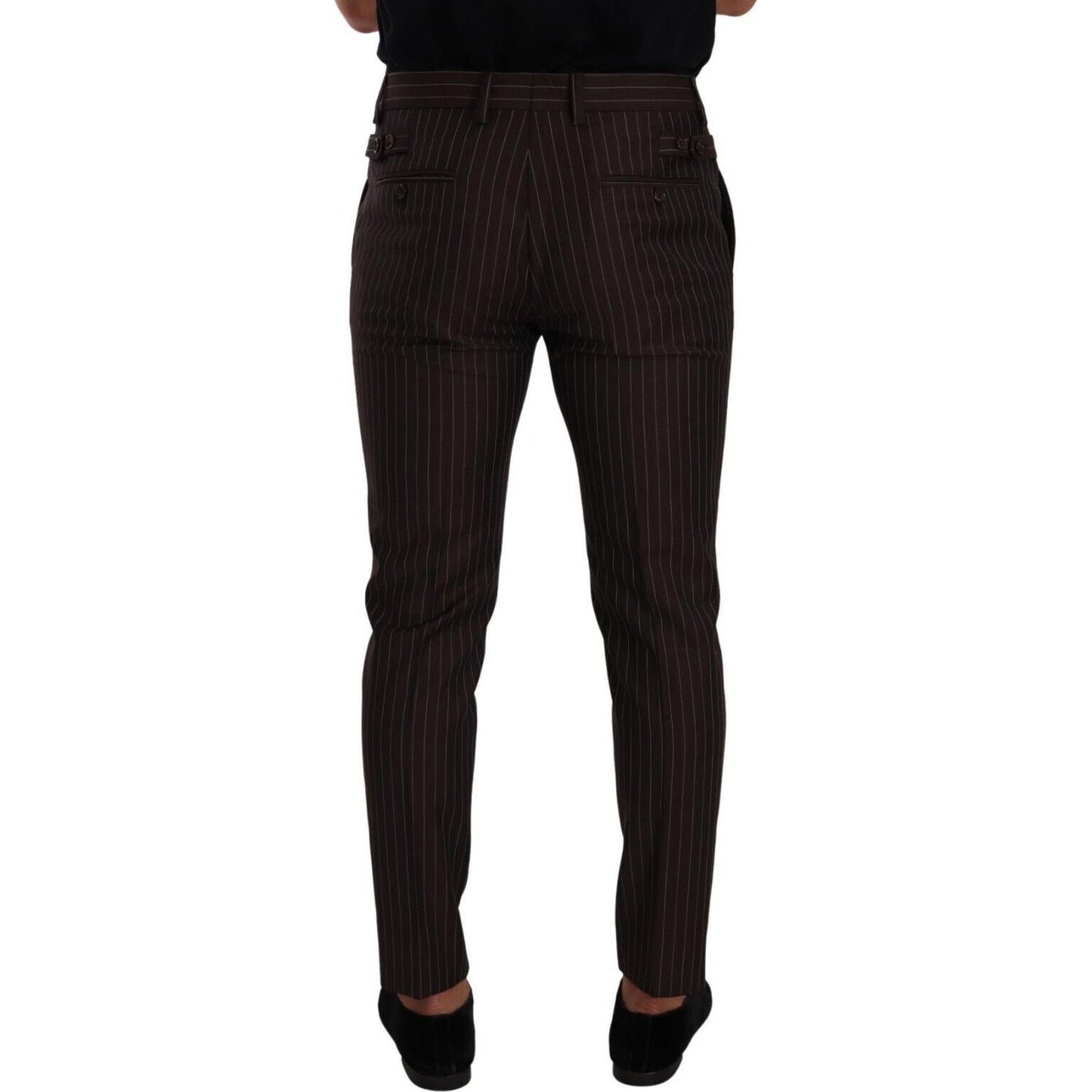 Dolce & Gabbana Elegant Brown Striped Woolen Men's Trousers Dolce & Gabbana Black