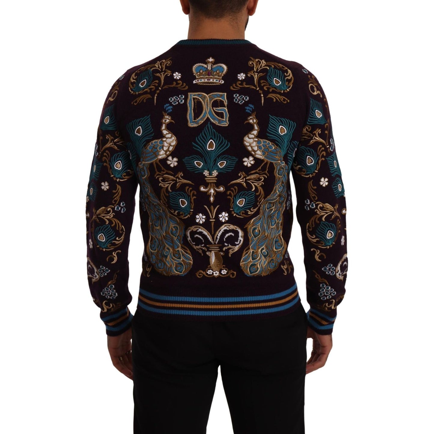 Dolce & Gabbana Elegant Bordeaux Cashmere Crewneck Sweater Dolce & Gabbana Black