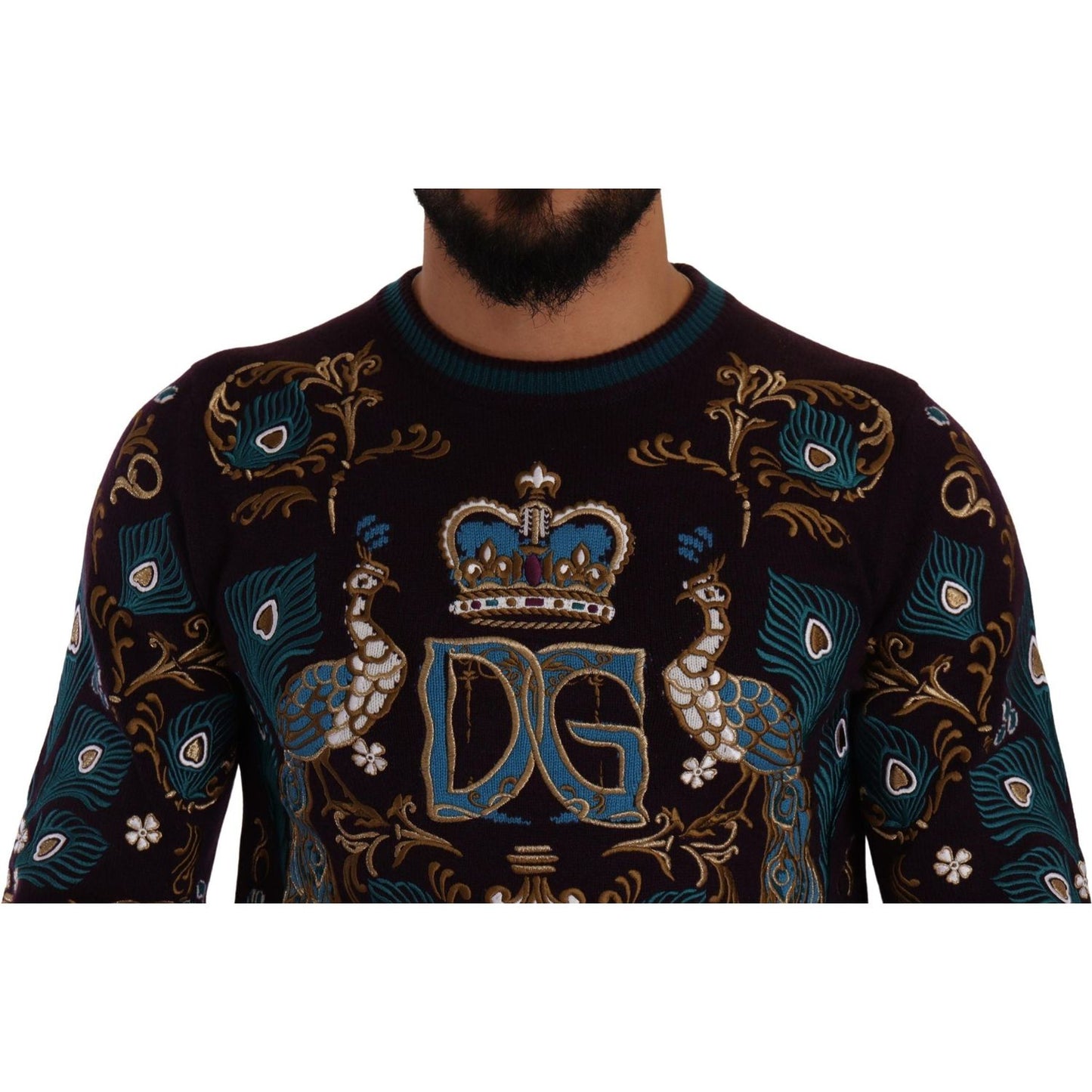 Dolce & Gabbana Elegant Bordeaux Cashmere Crewneck Sweater Dolce & Gabbana Black
