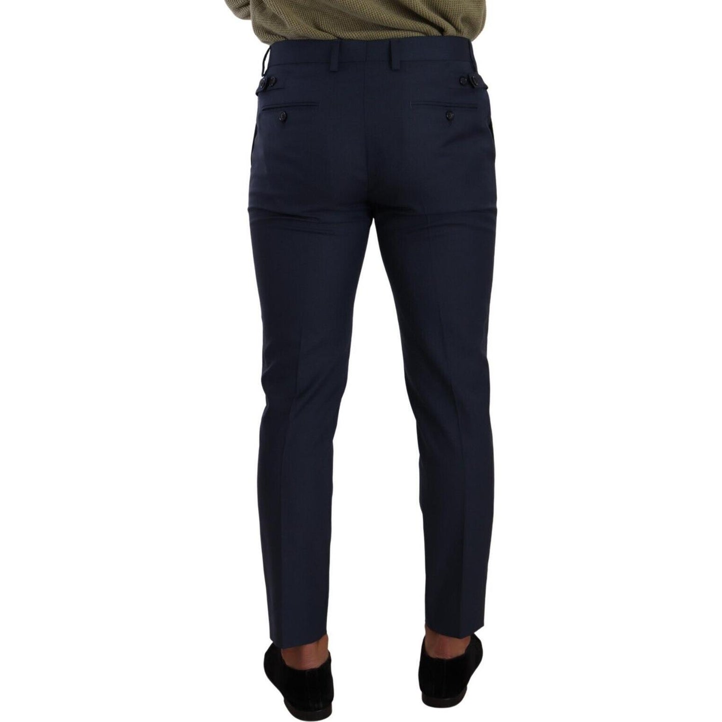 Dolce & Gabbana Elegant Dark Blue Slim-Fit Dress Pants Dolce & Gabbana Black