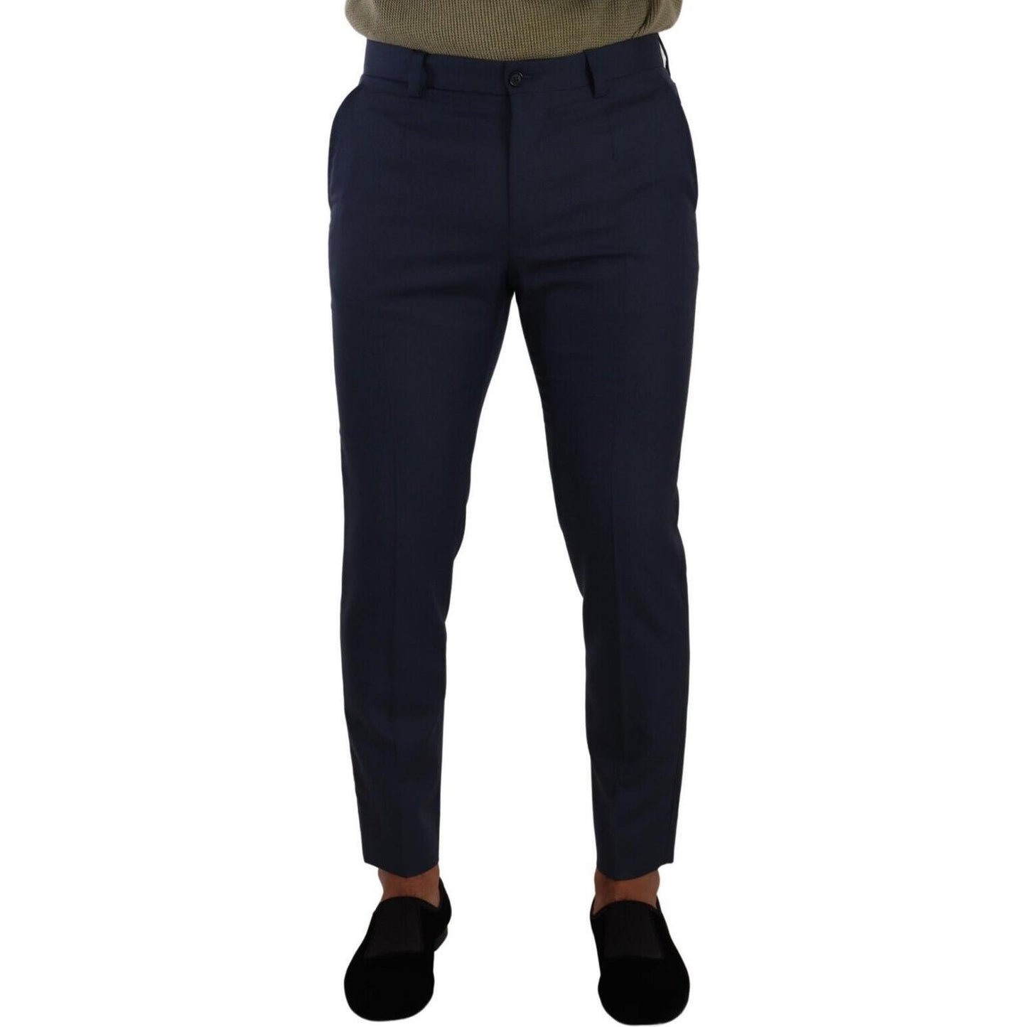 Dolce & Gabbana Elegant Dark Blue Slim-Fit Dress Pants Dolce & Gabbana Black