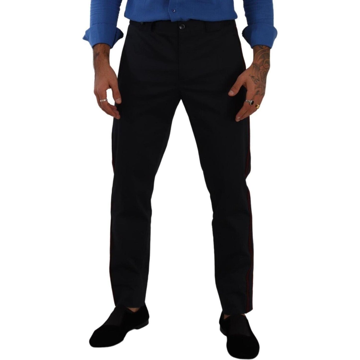 Dolce & Gabbana Chic Slim Fit Chinos Pants in Blue Dolce & Gabbana Black