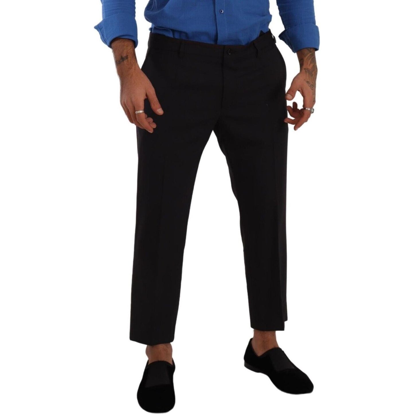 Dolce & Gabbana Elegant Cropped Wool Stretch Pants Dolce & Gabbana Black