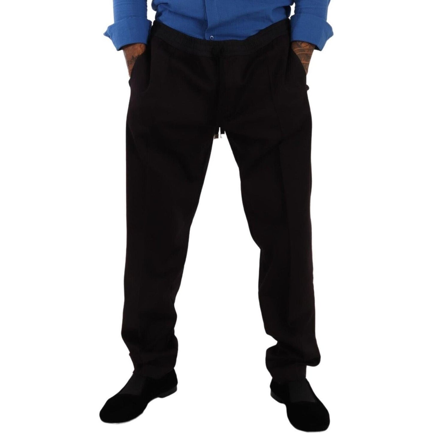 Dolce & Gabbana Elegant Burgundy Cotton Joggers Dolce & Gabbana Black