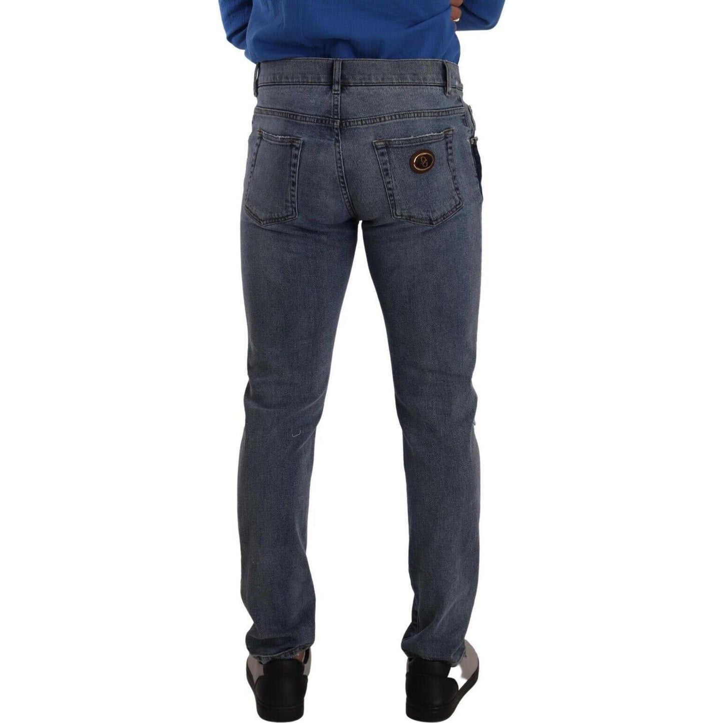Dolce & Gabbana Chic Slim Fit Tattered Denim Dolce & Gabbana Dark Slate Gray