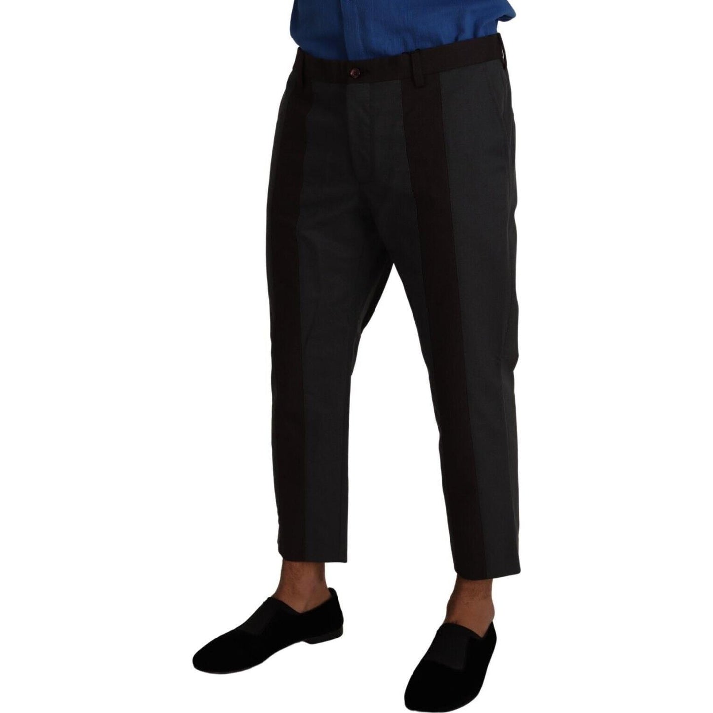 Dolce & Gabbana Elegant Cropped Pants in Gray and Bordeaux Hues Dolce & Gabbana Black