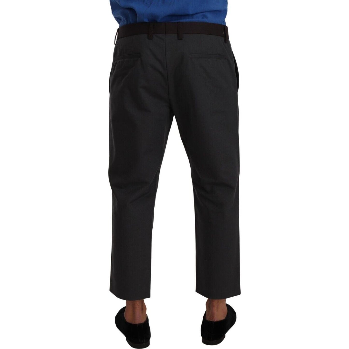 Dolce & Gabbana Elegant Cropped Pants in Gray and Bordeaux Hues Dolce & Gabbana Black