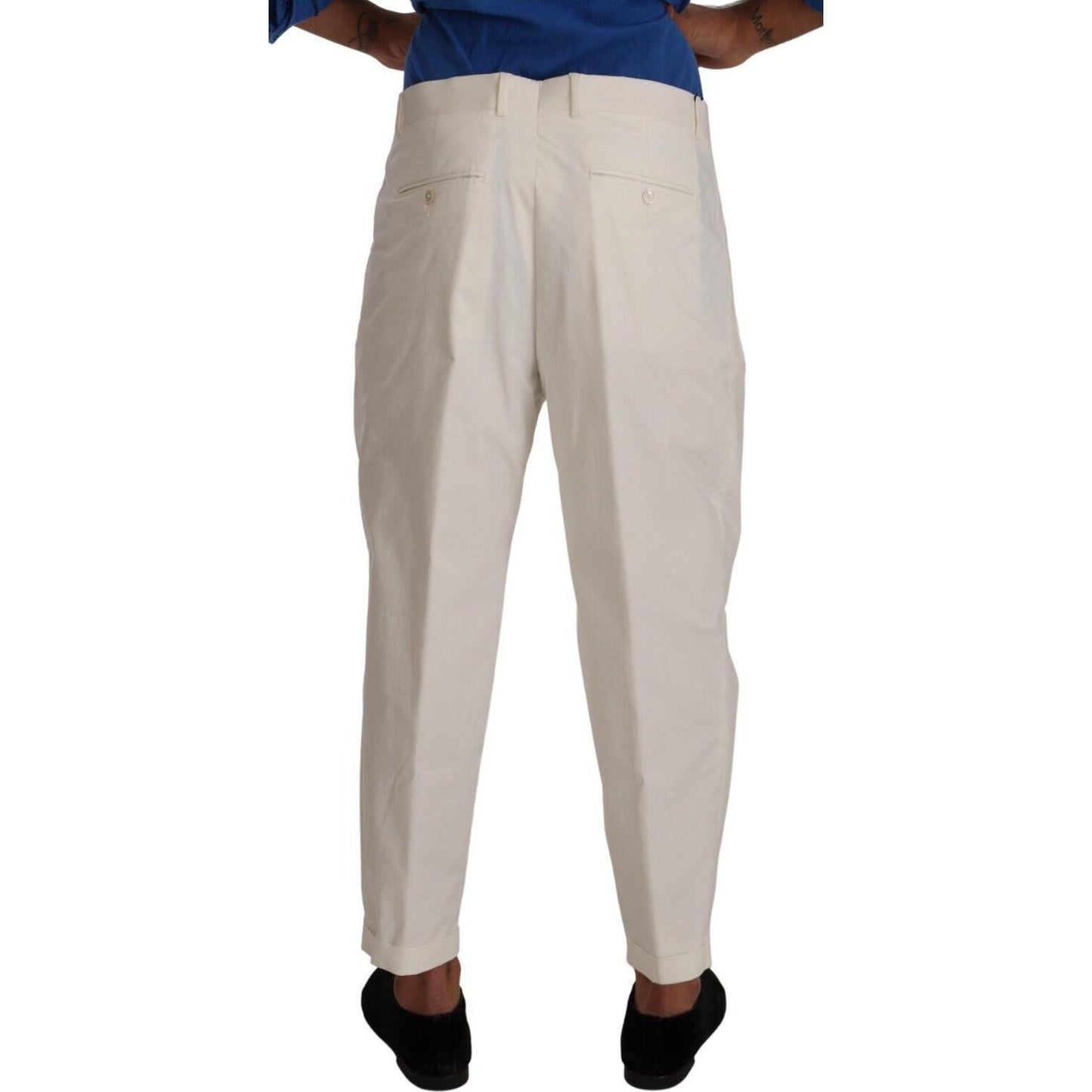 Dolce & Gabbana Elegant White Cotton Stretch Dress Pants Dolce & Gabbana Dark Gray