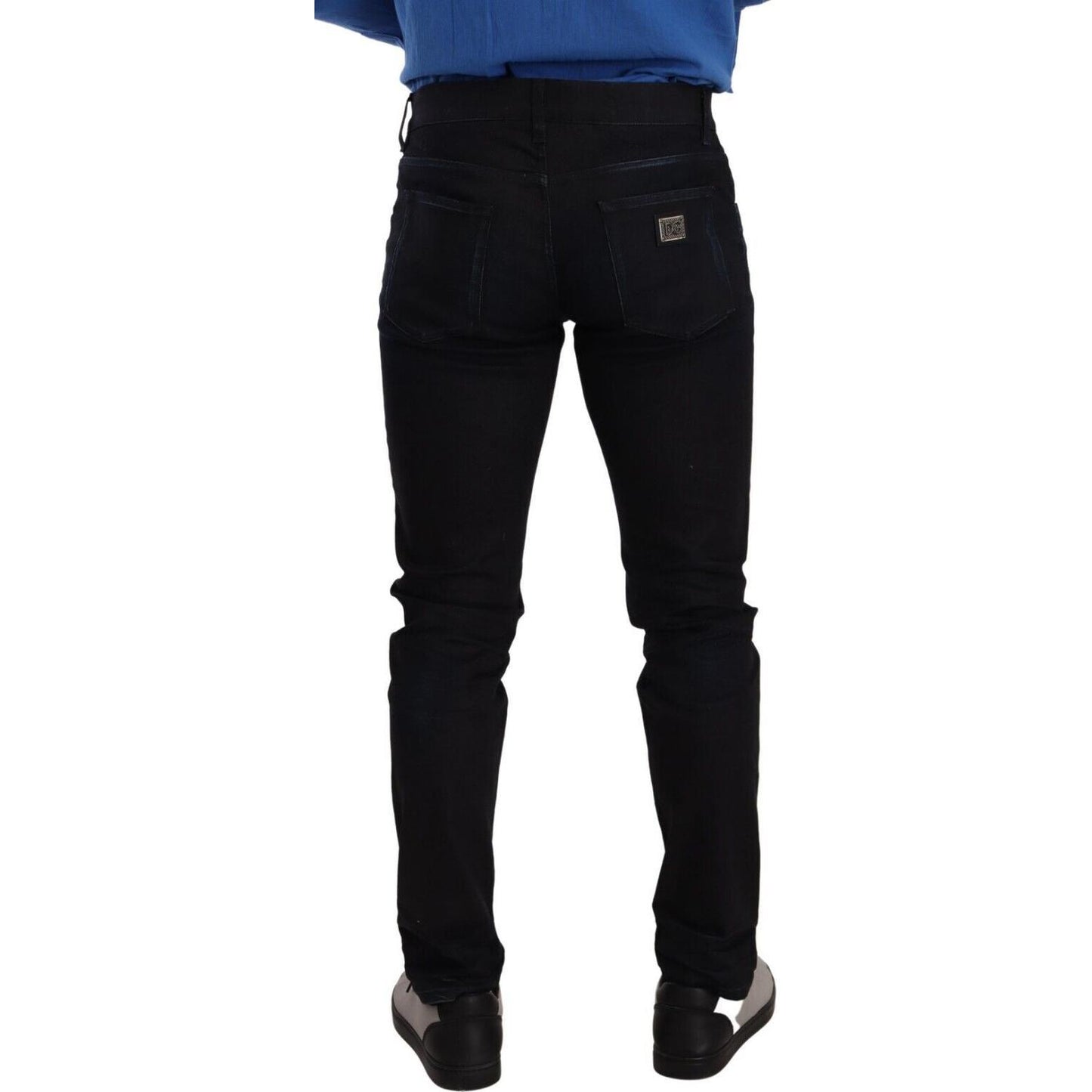 Dolce & Gabbana Elegant Slim Fit Dark Blue Denim Jeans Dolce & Gabbana Black