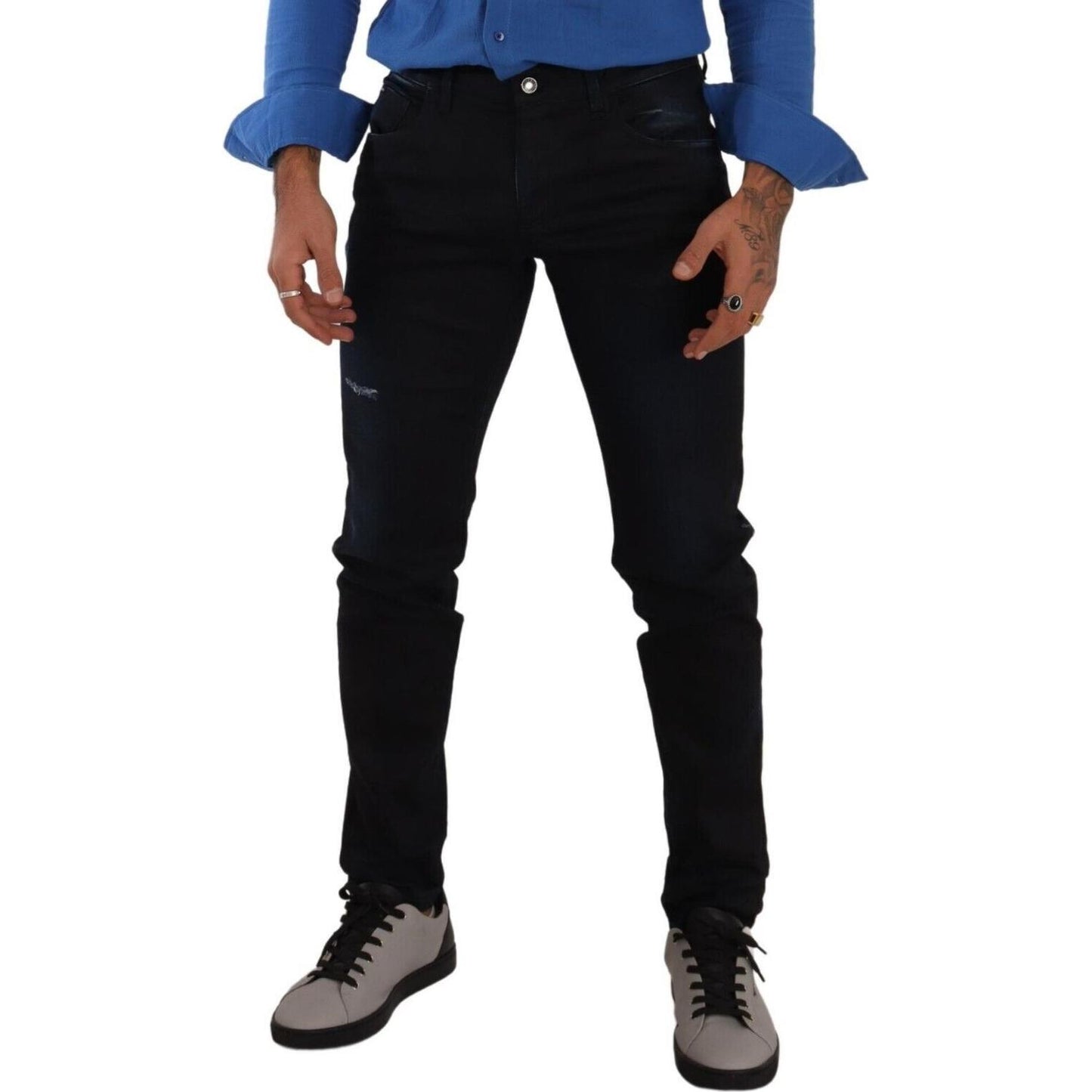 Dolce & Gabbana Elegant Slim Fit Dark Blue Denim Jeans Dolce & Gabbana Black