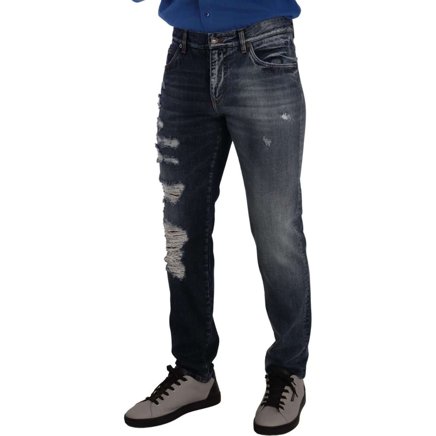 Dolce & Gabbana Chic Tattered Denim Jeans Dolce & Gabbana Dark Slate Gray