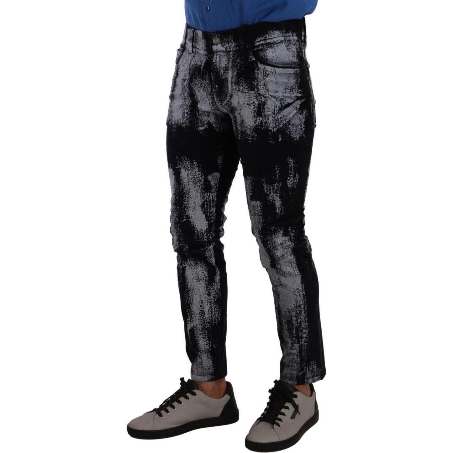 Dolce & Gabbana Blue and White Skinny Stretch Jeans Dolce & Gabbana Black