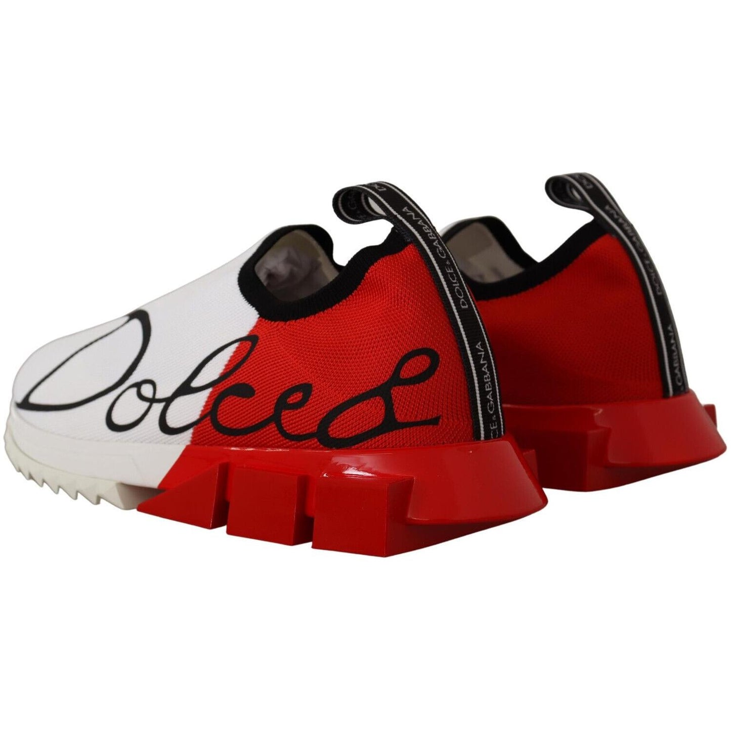 Dolce & Gabbana Elegant Sorrento Sneakers in White Dolce & Gabbana Dark Red