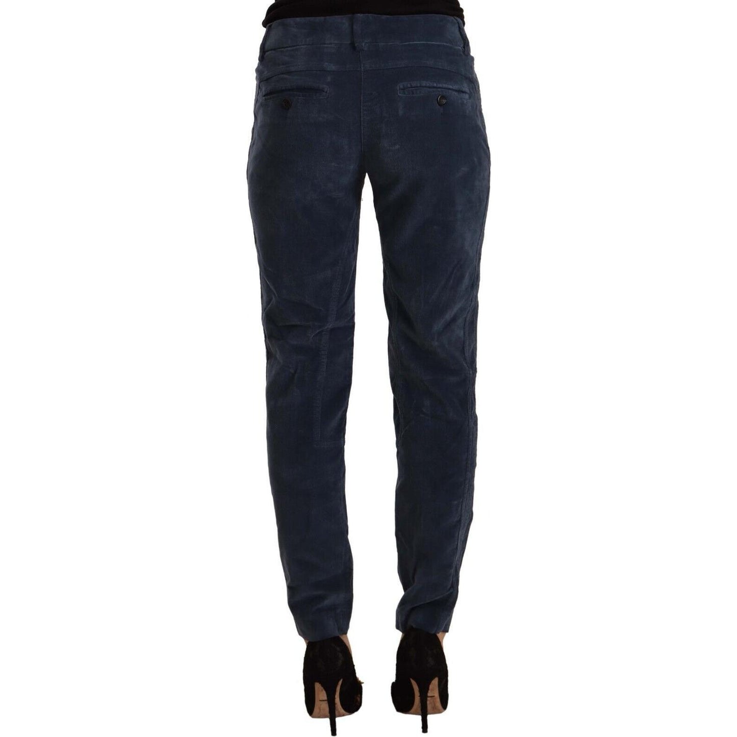 Peserico Elegant Tapered Cotton Blend Pants Peserico Dark Slate Gray
