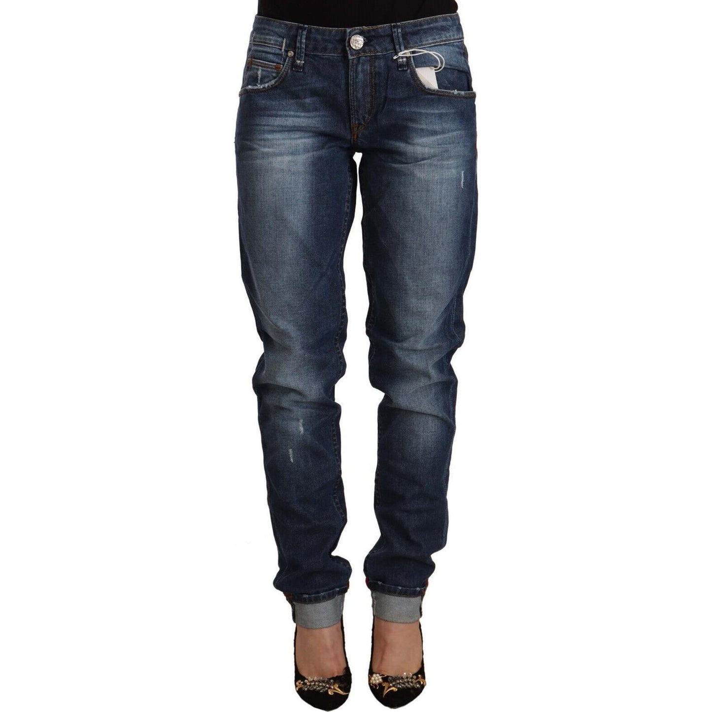 Acht Chic Skinny Fit Cotton Blend Denim Acht Dark Slate Gray