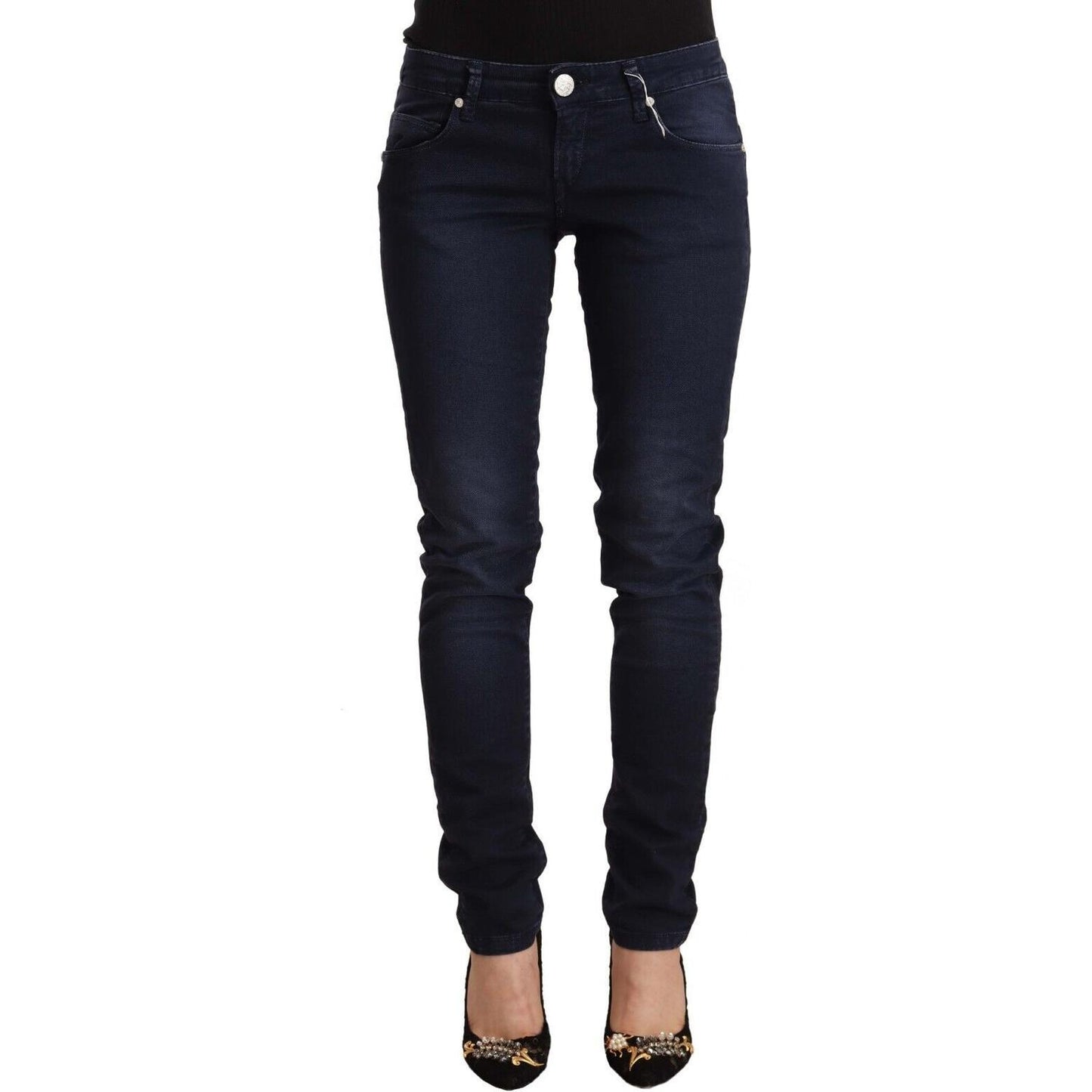 Acht Chic Low Waist Skinny Denim in Blue Acht Black