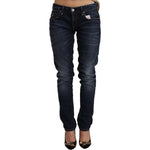 Acht Blue Washed Cotton Low Waist Skinny Denim Jeans
