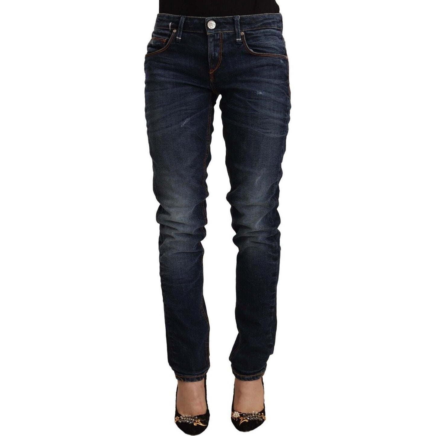 Acht Chic Slim Fit Blue Washed Denim Acht Black