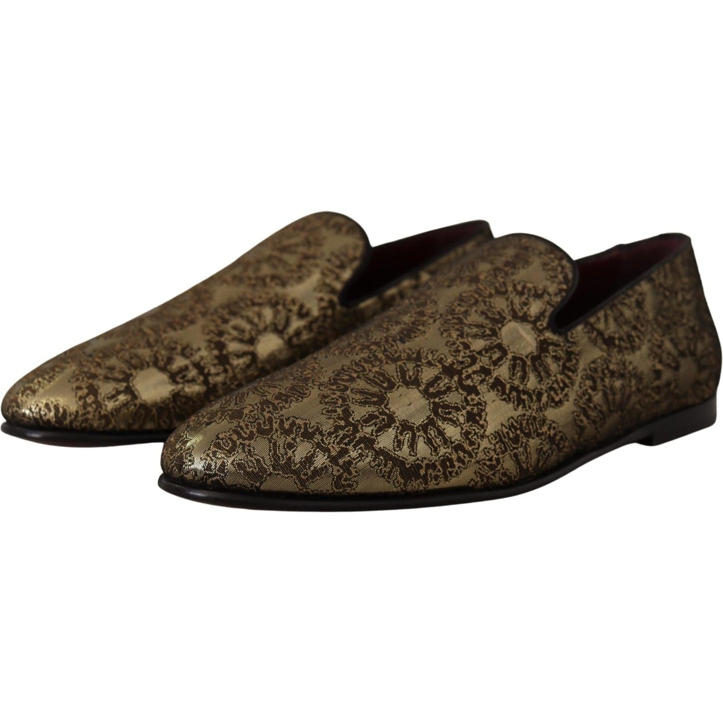 Dolce & Gabbana Gold Tone Loafers Slides Dress Shoes Dolce & Gabbana Dark Slate Gray