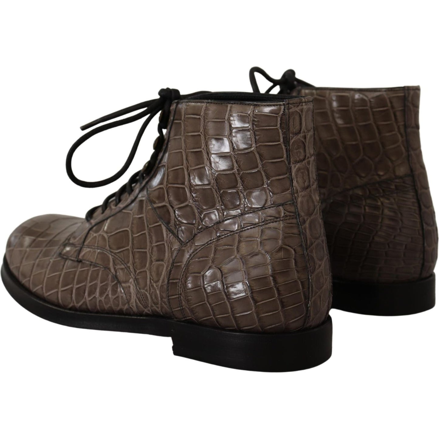 Dolce & Gabbana Elegant Crocodile Derby Brogue Boots Dolce & Gabbana Dark Slate Gray