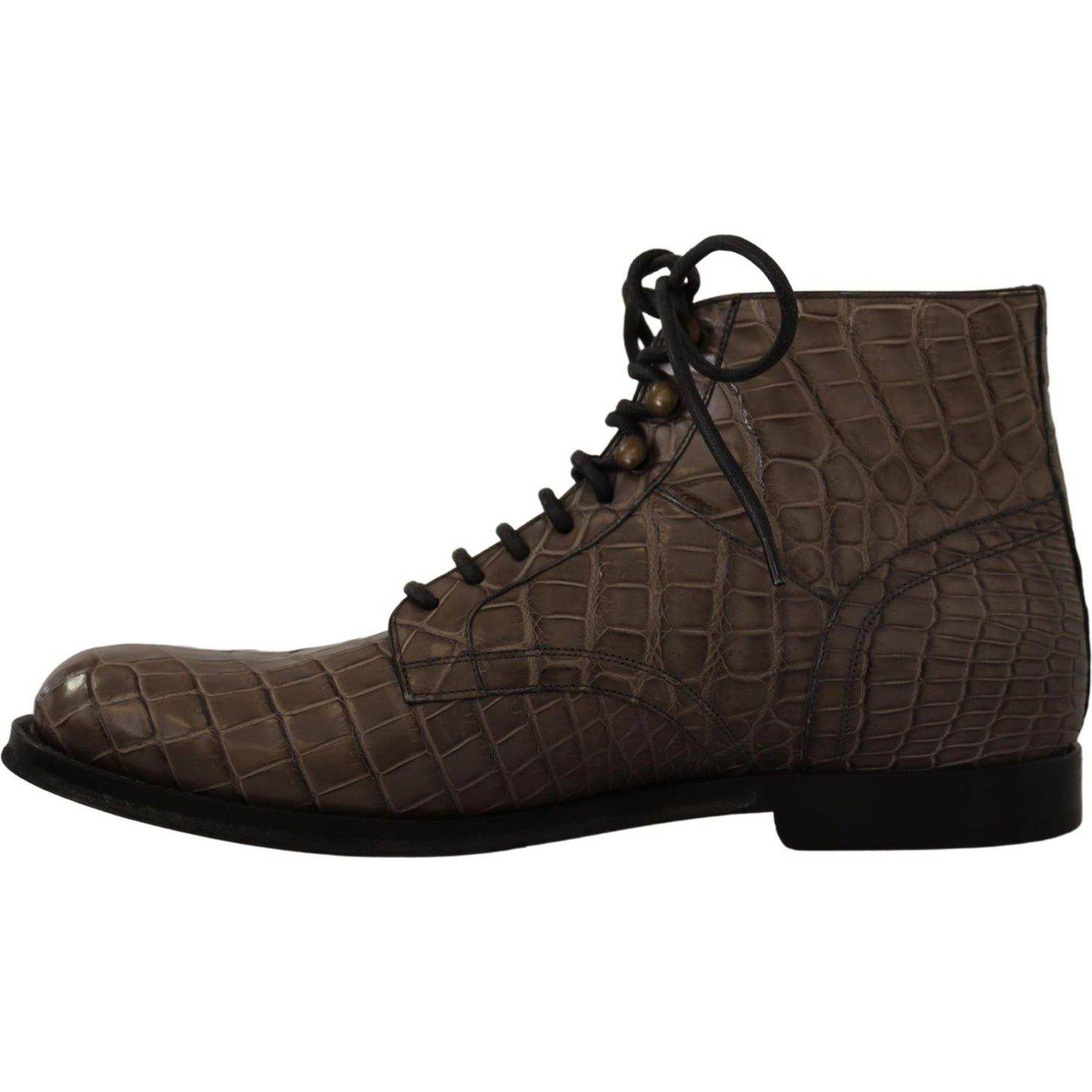 Dolce & Gabbana Elegant Crocodile Derby Brogue Boots Dolce & Gabbana Dark Slate Gray
