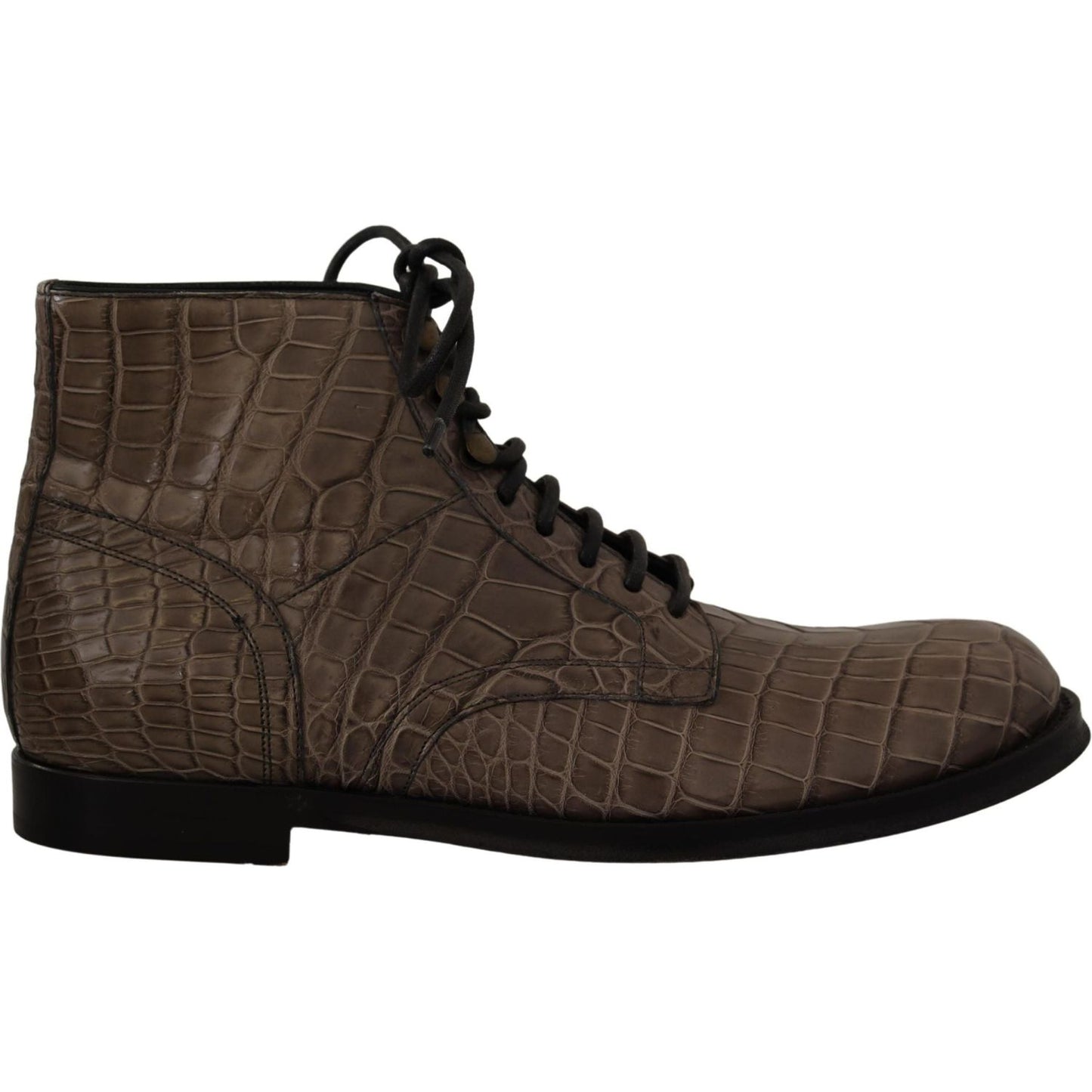 Dolce & Gabbana Elegant Crocodile Derby Brogue Boots Dolce & Gabbana Dark Slate Gray