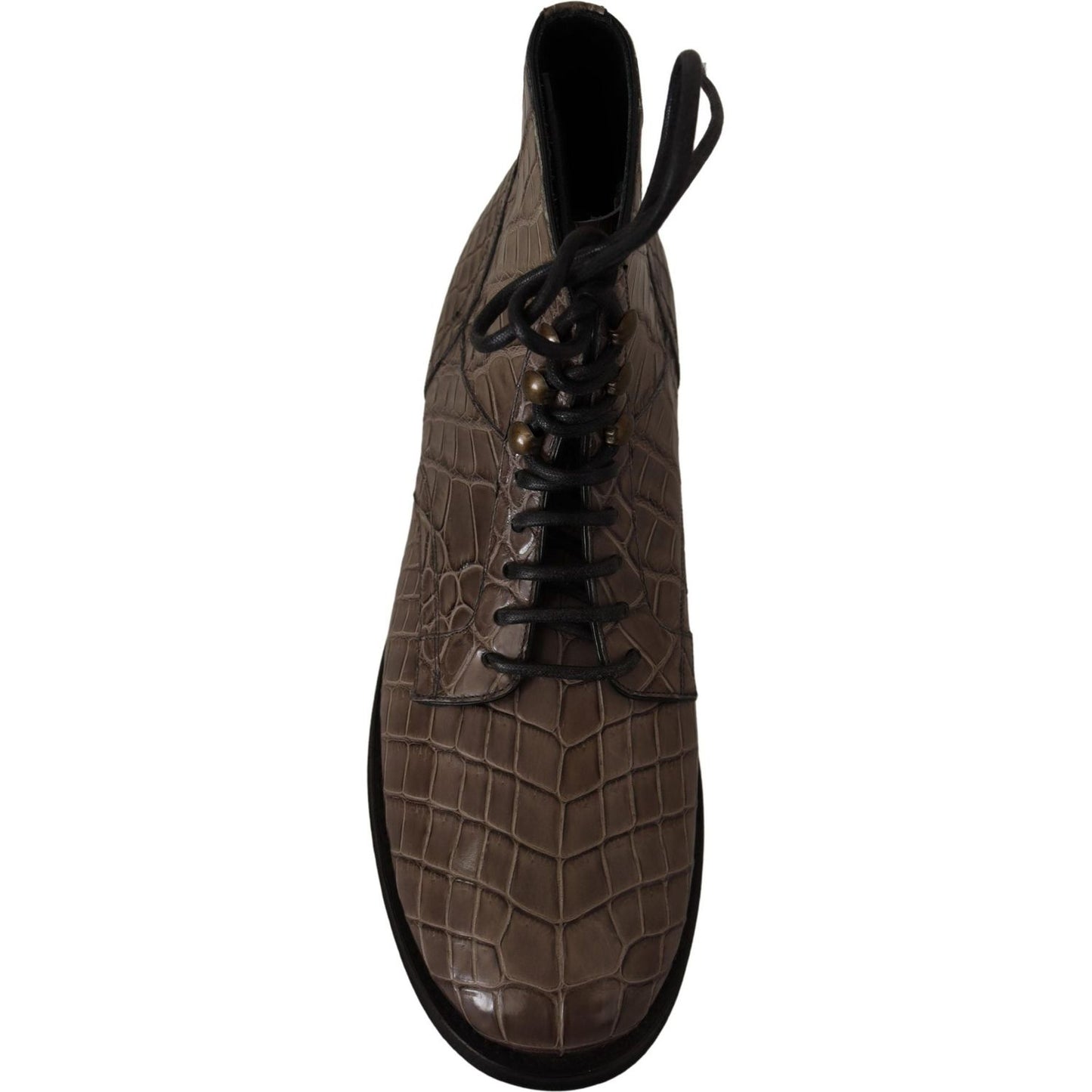 Dolce & Gabbana Elegant Crocodile Derby Brogue Boots Dolce & Gabbana Dark Slate Gray