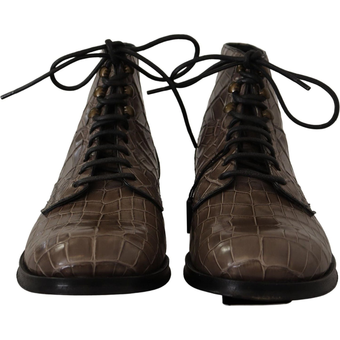 Dolce & Gabbana Elegant Crocodile Derby Brogue Boots Dolce & Gabbana Dark Slate Gray