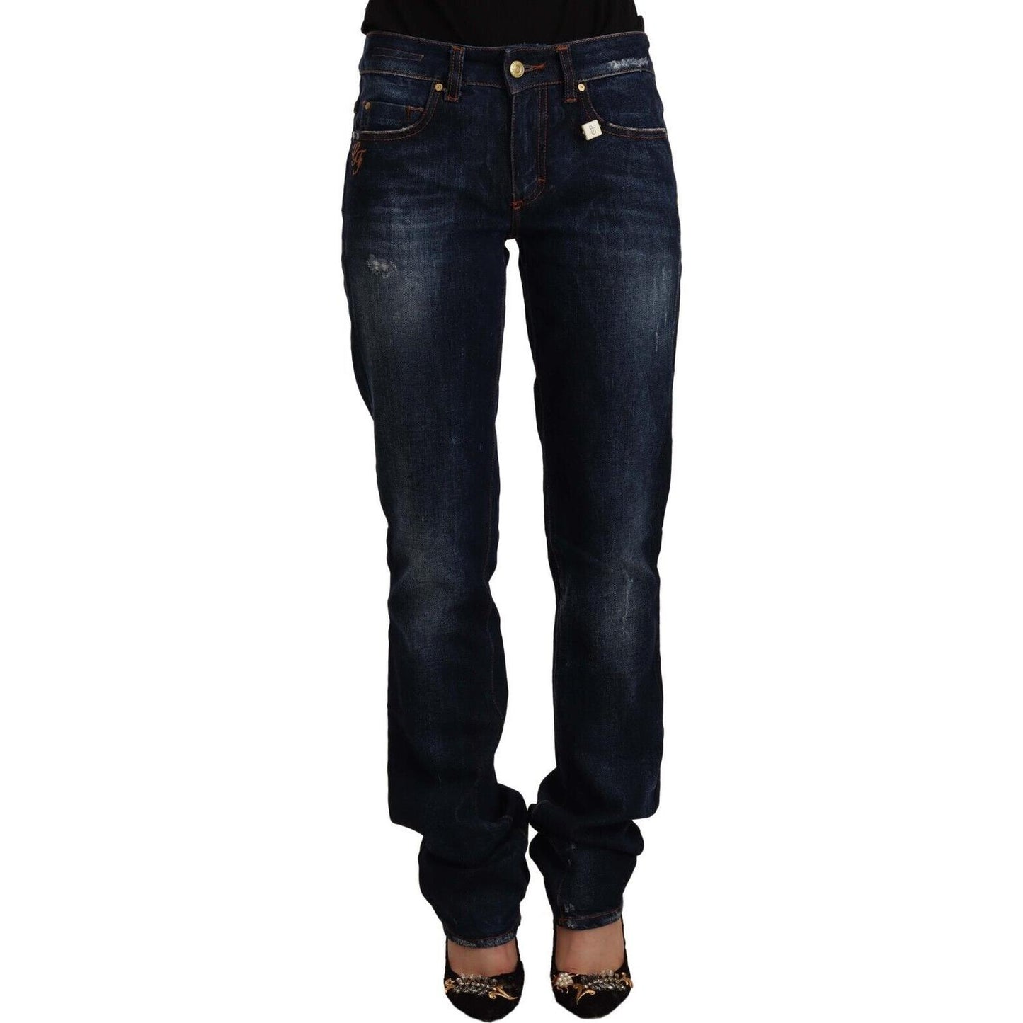 GF Ferre Chic Mid Waist Straight Cut Jeans GF Ferre Black