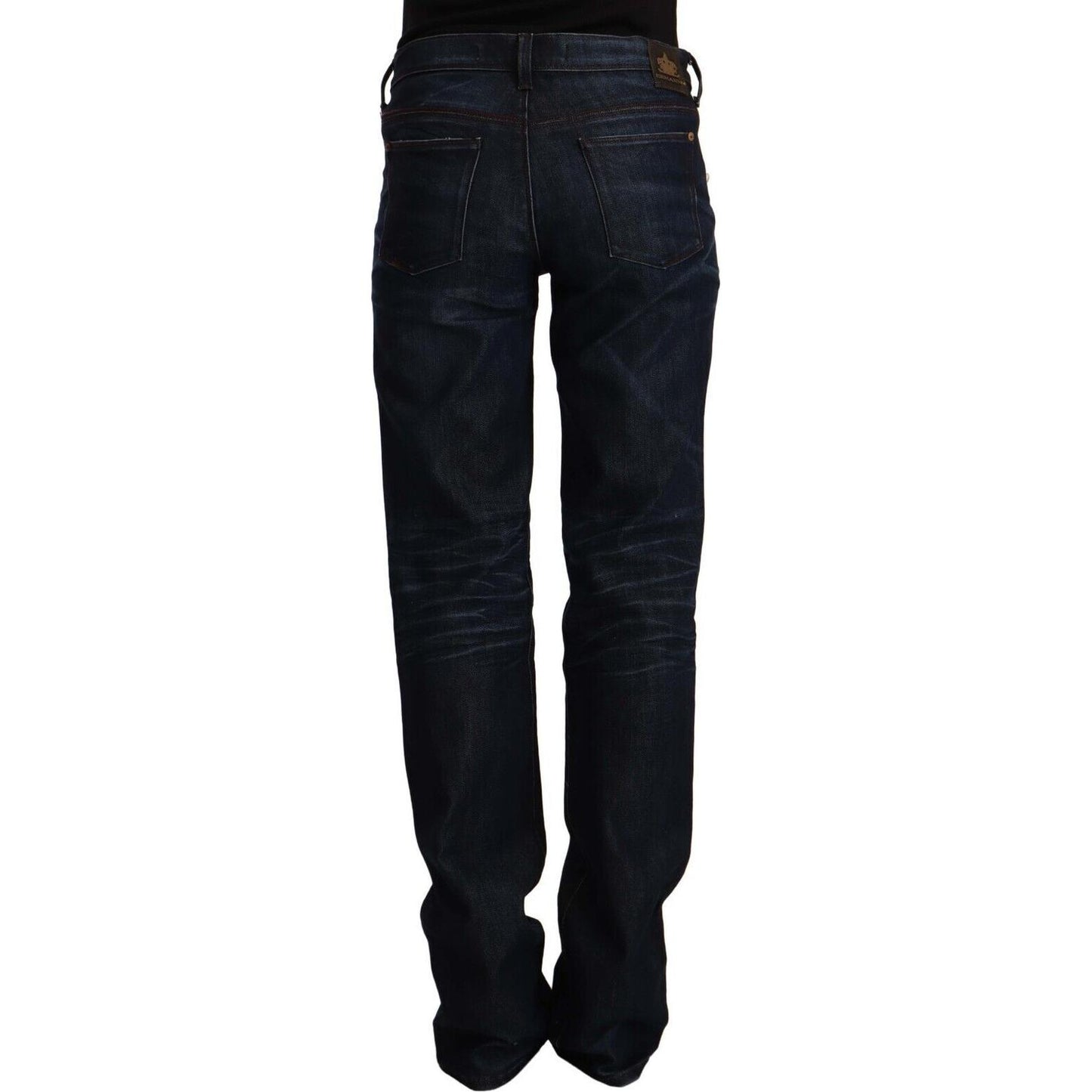 Ermanno Scervino Chic Dark Blue Mid Waist Jeans Ermanno Scervino Black