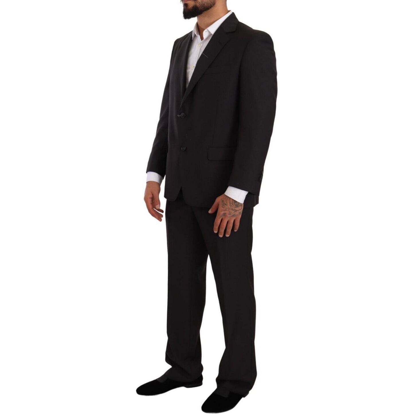 Domenico Tagliente Sleek Grey 2-Piece Mens Suit with Notch Lapels Domenico Tagliente Black