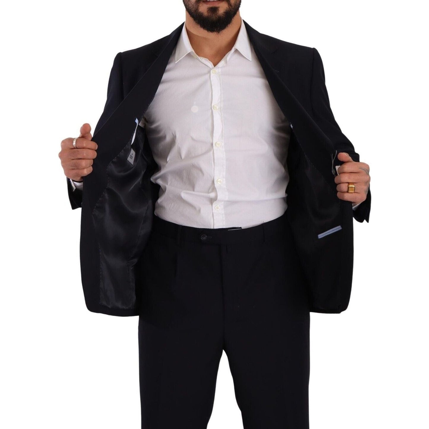 Domenico Tagliente Blue Polyester Single Breasted Formal Suit KOS1947 - 51