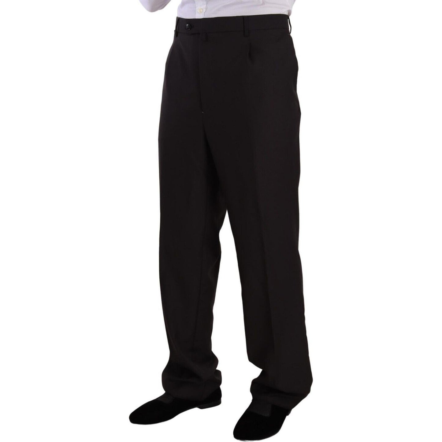 Domenico Tagliente Elegant Gray Two-Piece Regular Fit Suit Domenico Tagliente Black