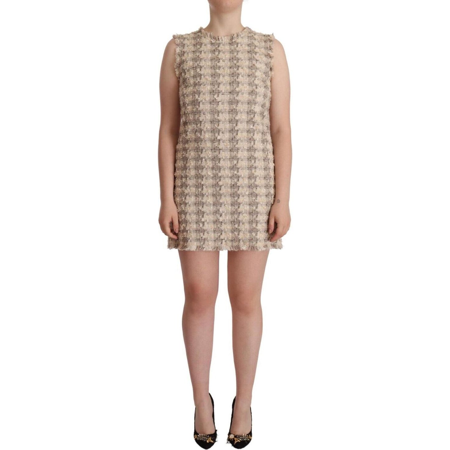 Dolce & Gabbana Chic Checkered Shift Mini Dress Dolce & Gabbana Rosy Brown