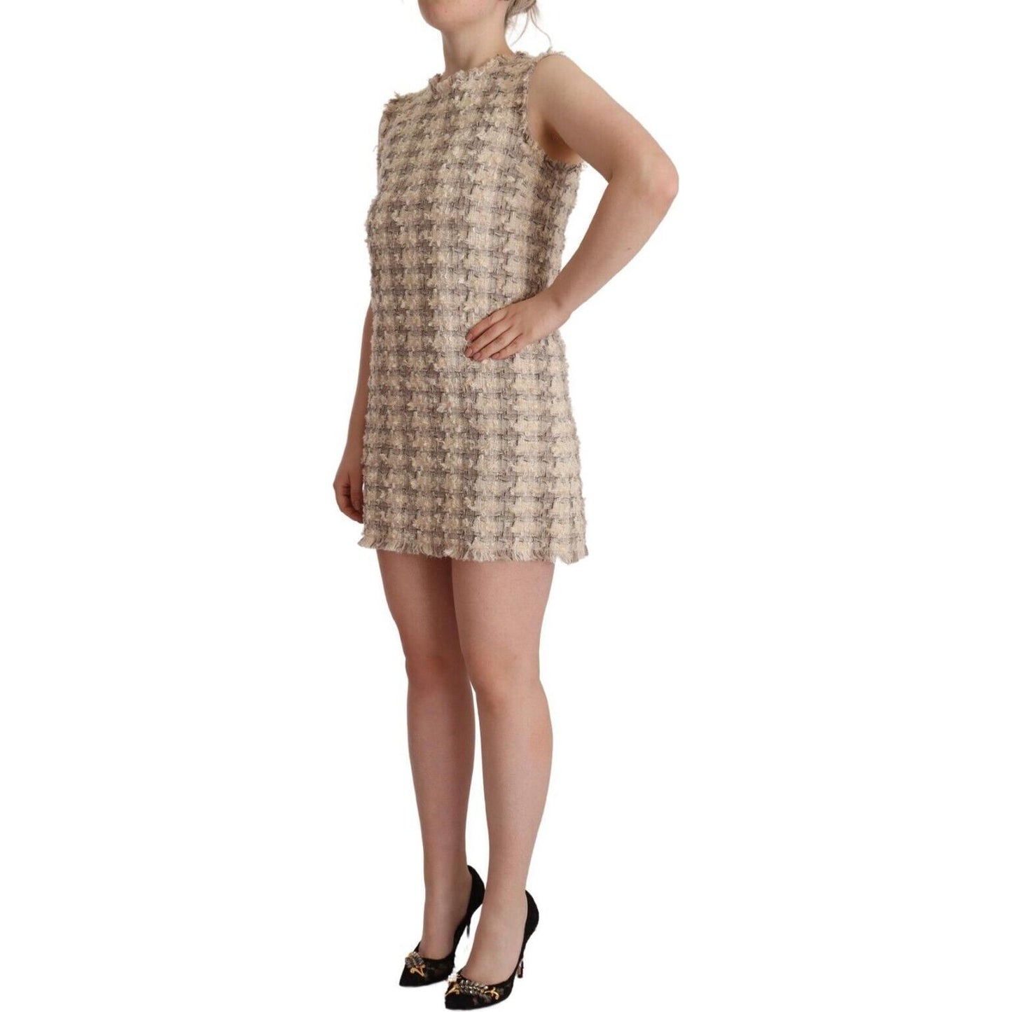 Dolce & Gabbana Chic Checkered Shift Mini Dress Dolce & Gabbana Rosy Brown