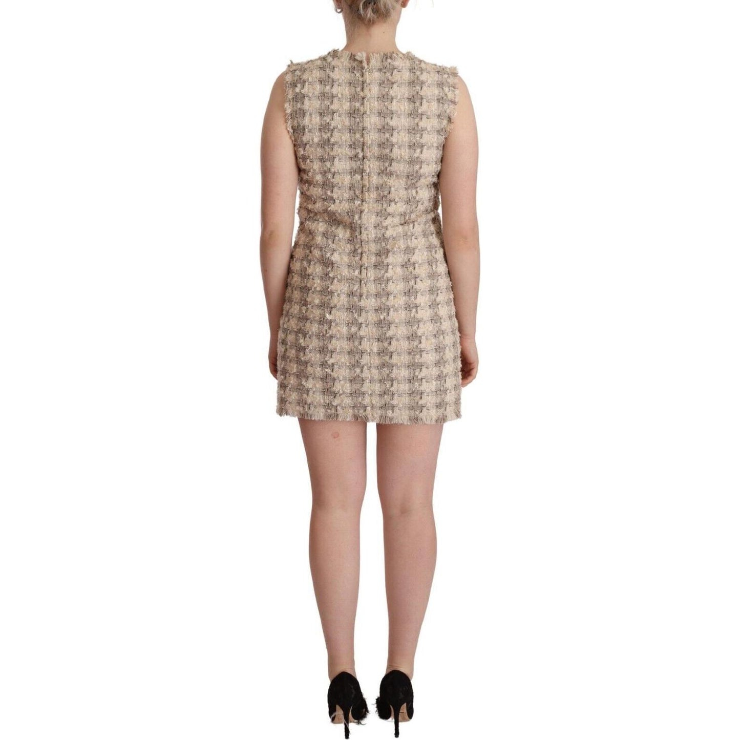 Dolce & Gabbana Chic Checkered Shift Mini Dress Dolce & Gabbana Rosy Brown