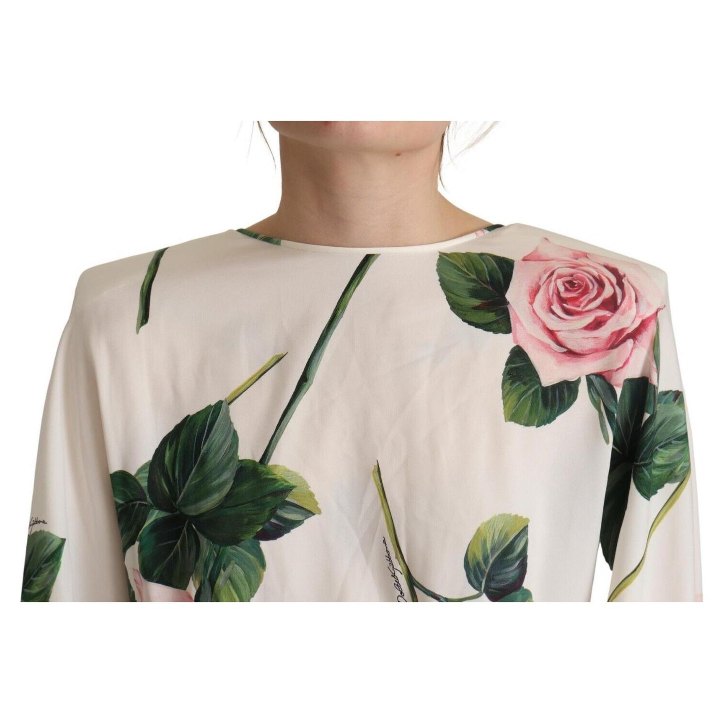 Dolce & Gabbana Elegant Silk Floral A-Line Dress Dolce & Gabbana Gray