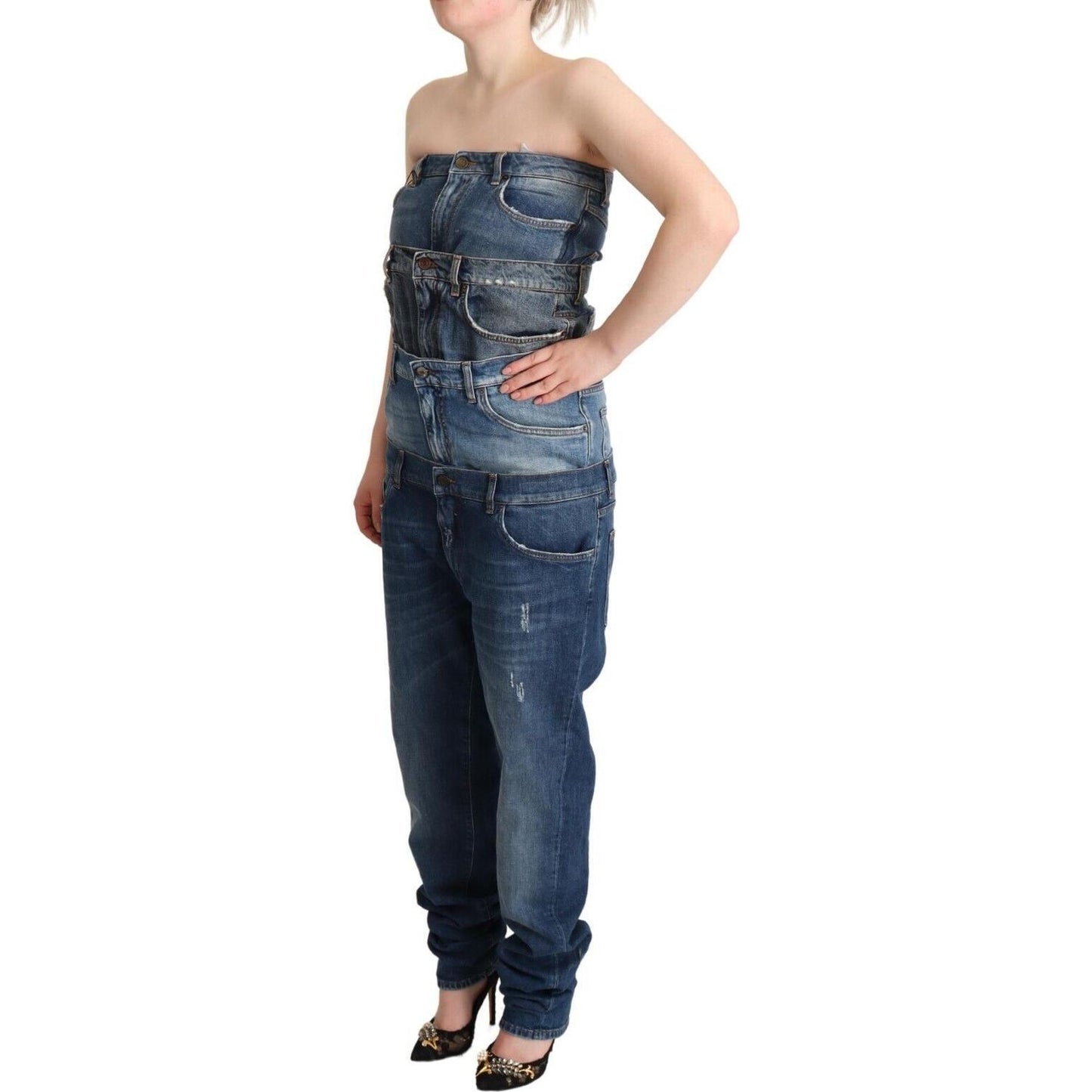Dolce & Gabbana Elegant Dark Blue Denim Jumpsuit Dress Dolce & Gabbana Dark Slate Gray