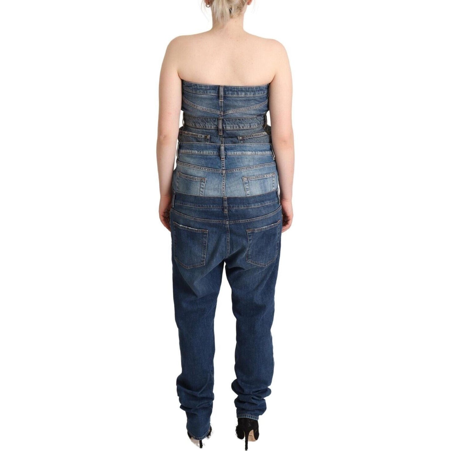 Dolce & Gabbana Elegant Dark Blue Denim Jumpsuit Dress Dolce & Gabbana Wheat